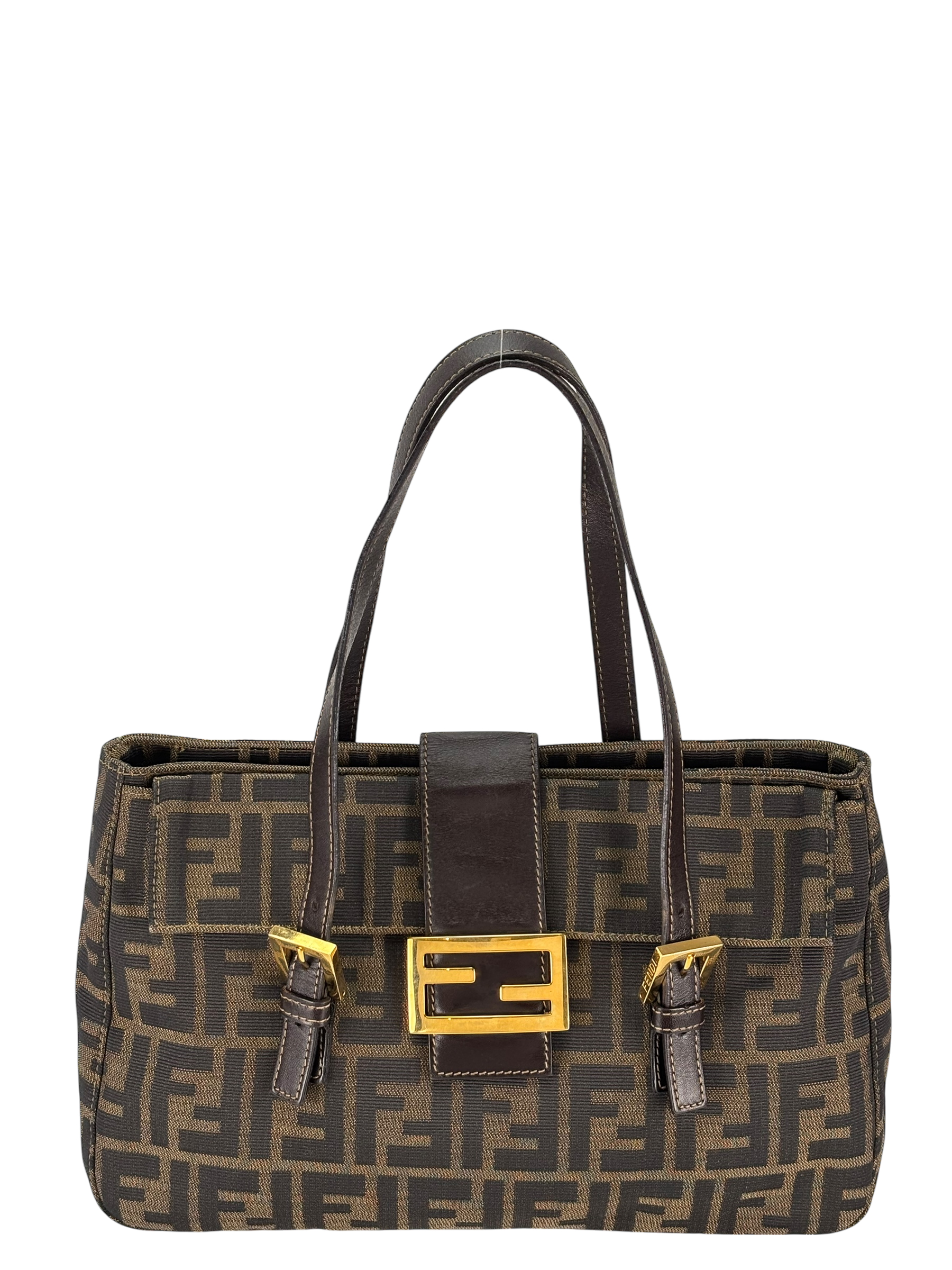 FENDI - Brown Canvas Zucca Double Handle Bag