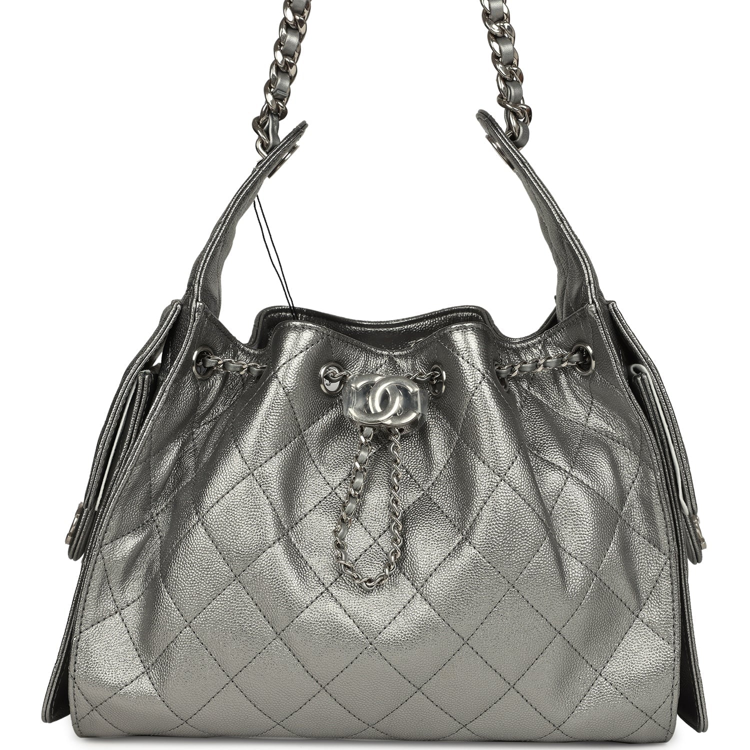 Chanel Small 25 Hobo Bag Metallic Anthracite Caviar Silver Hardware