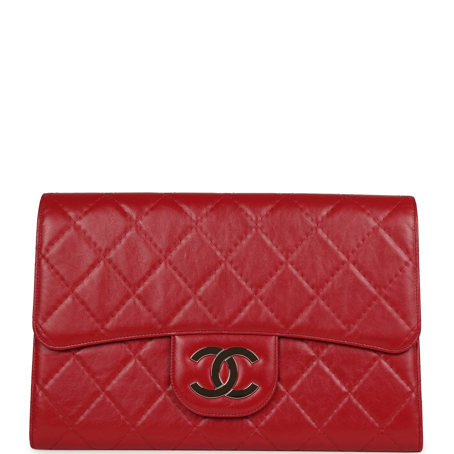 Chanel XXL CC Clutch Red Shiny Crumpled Calfskin Gold Hardware