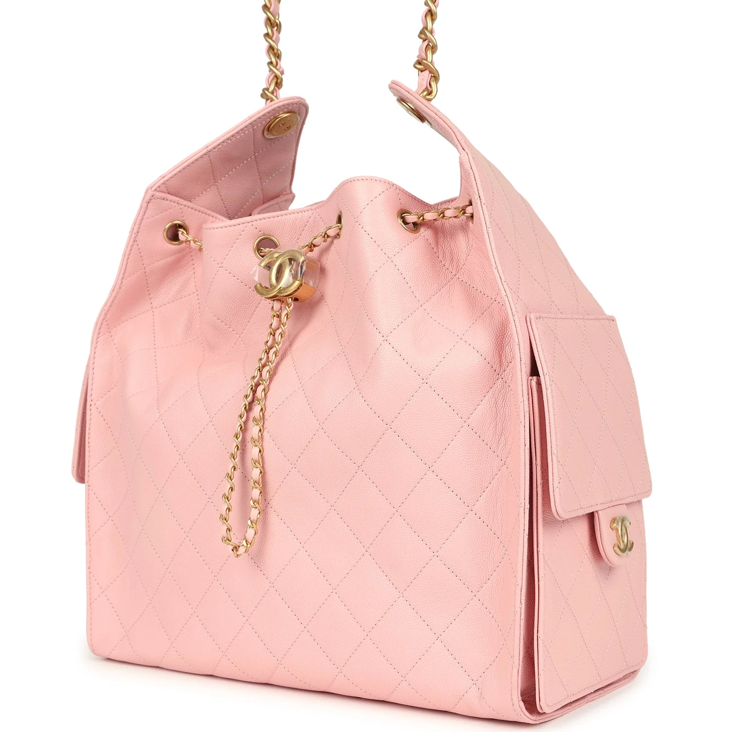 Chanel Medium 25 Hobo Bag Light Pink Caviar Antique Gold Hardware