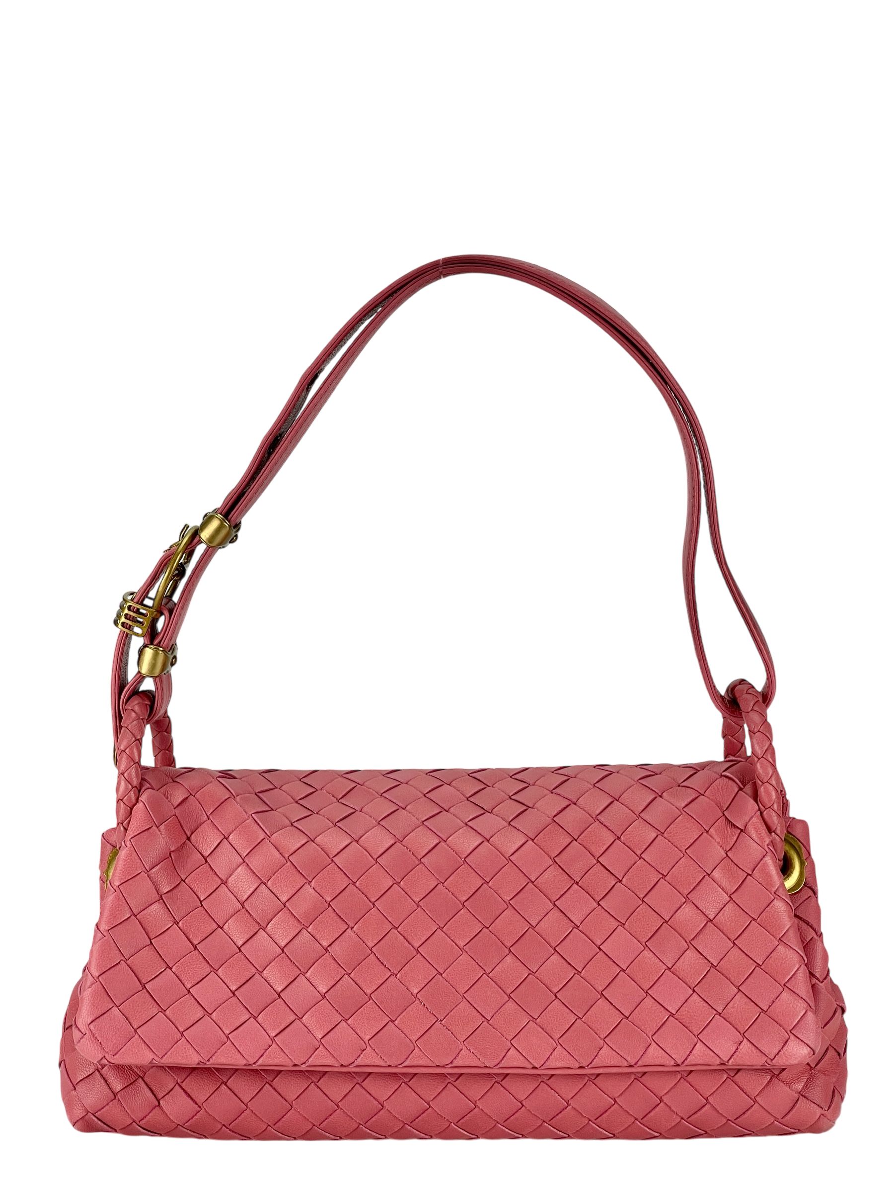 BOTTEGA VENETA - Pink Lambskin Intrecciato One Shoulder bag