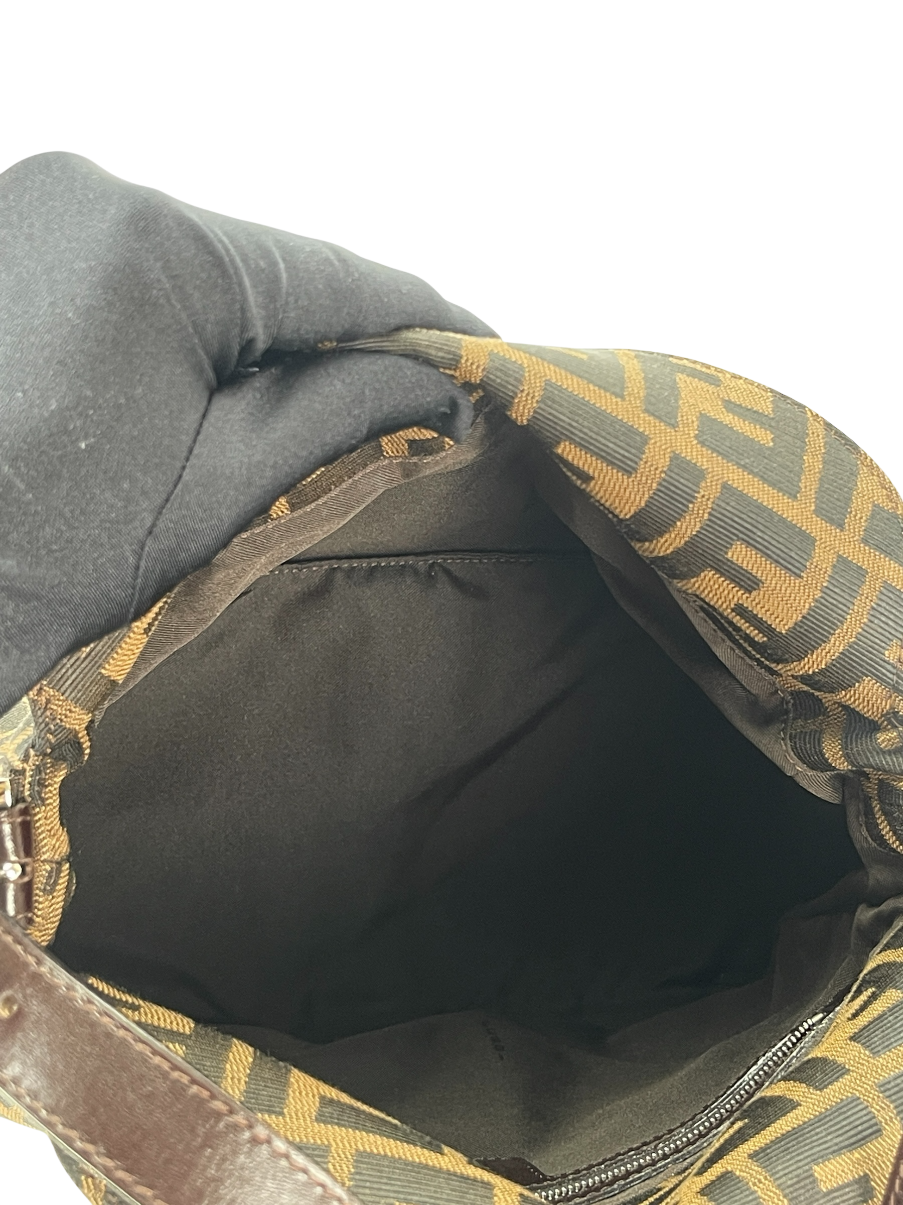 FENDI - Brown Canvas Zucca Shoulder Bag Silver Hardware