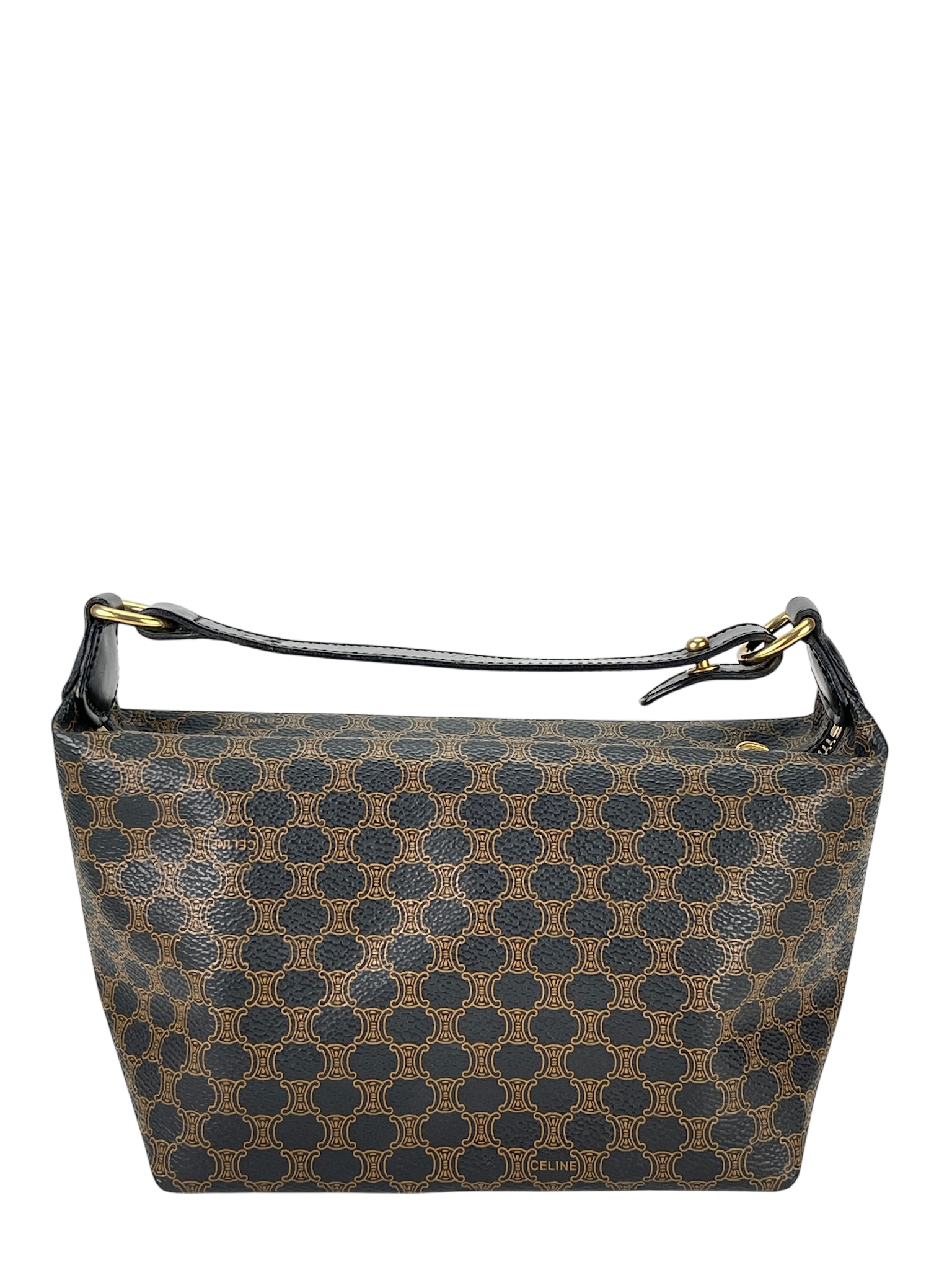 CELINE - Black Brown Macadam Pochette Hobo Bag