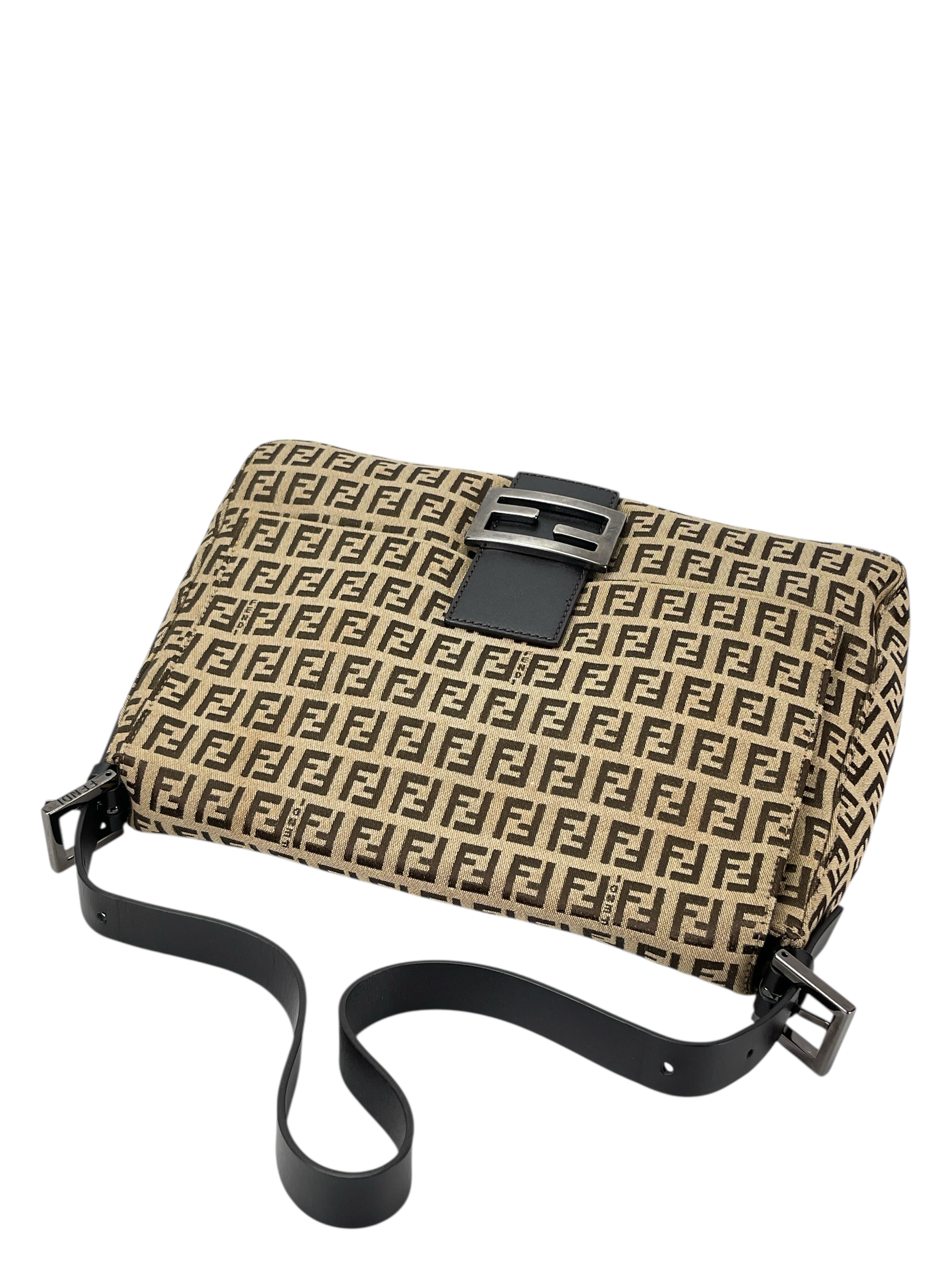 FENDI - Beige Zucca Mamma Baguette Handbag Sliver Hardware