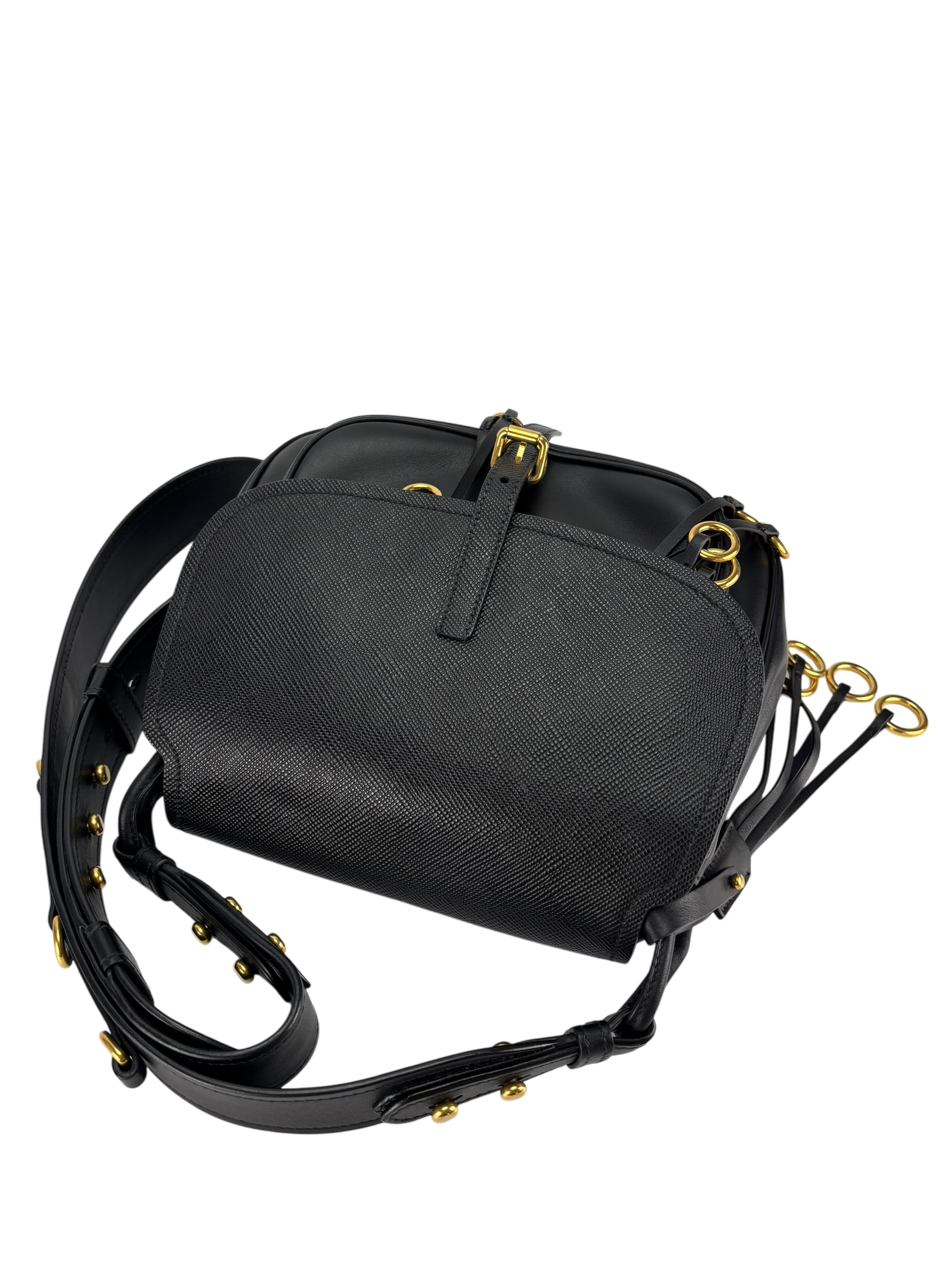 PRADA - Black Saffiano Cuir Calf Corsaire Bag