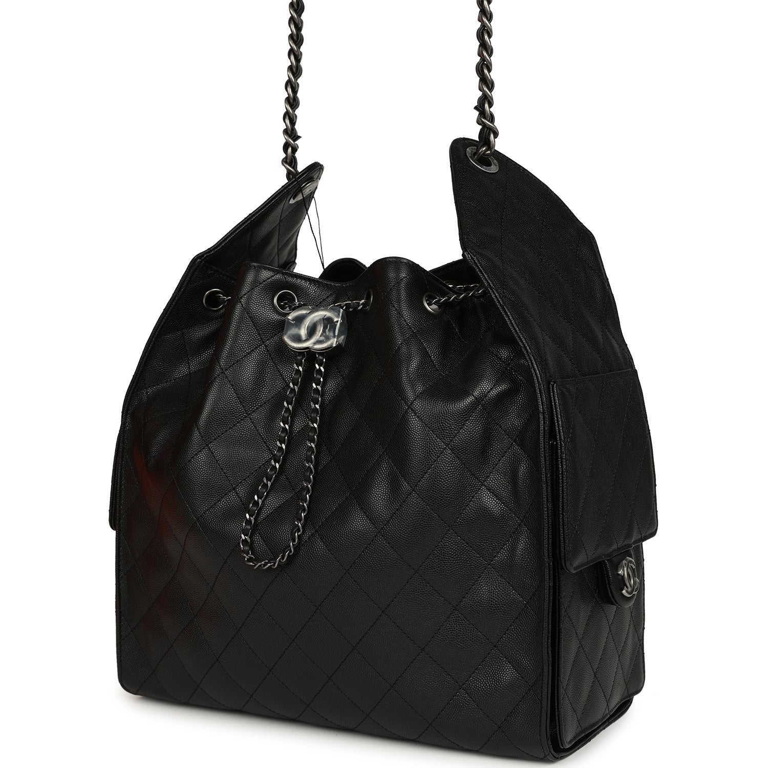 Chanel Medium 25 Hobo Bag Black Caviar Aged Ruthenium Hardware