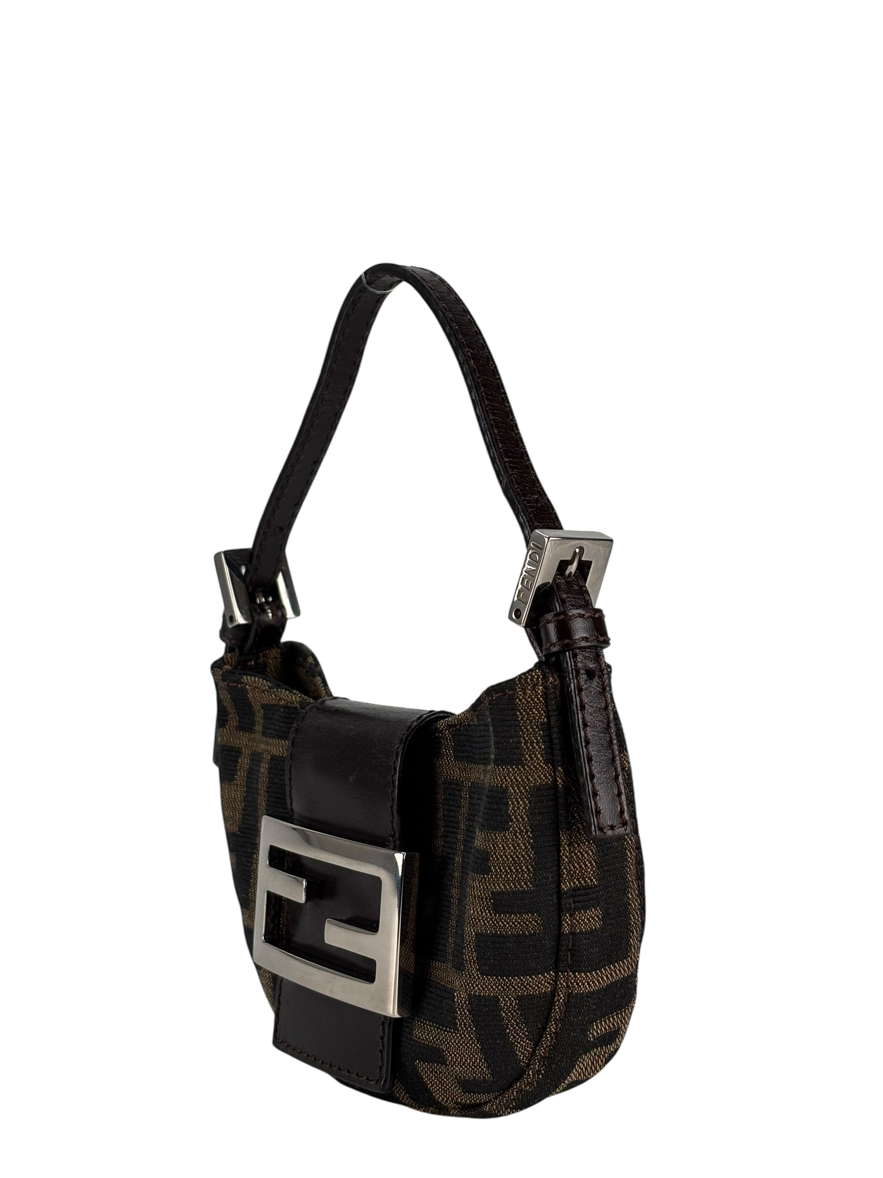 FENDI - Zucca Canvas Mini Croissant Handbag Black Brown