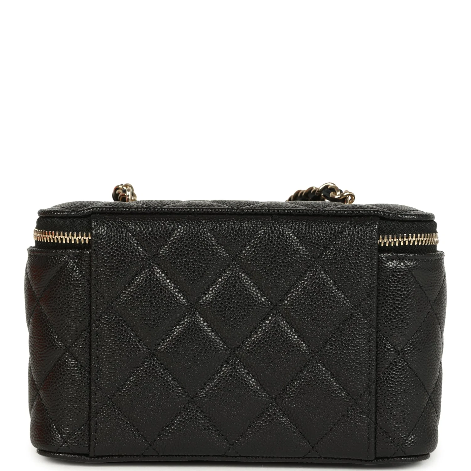 Chanel Small Classic Vanity Case Black Shiny Caviar Light Gold Hardware