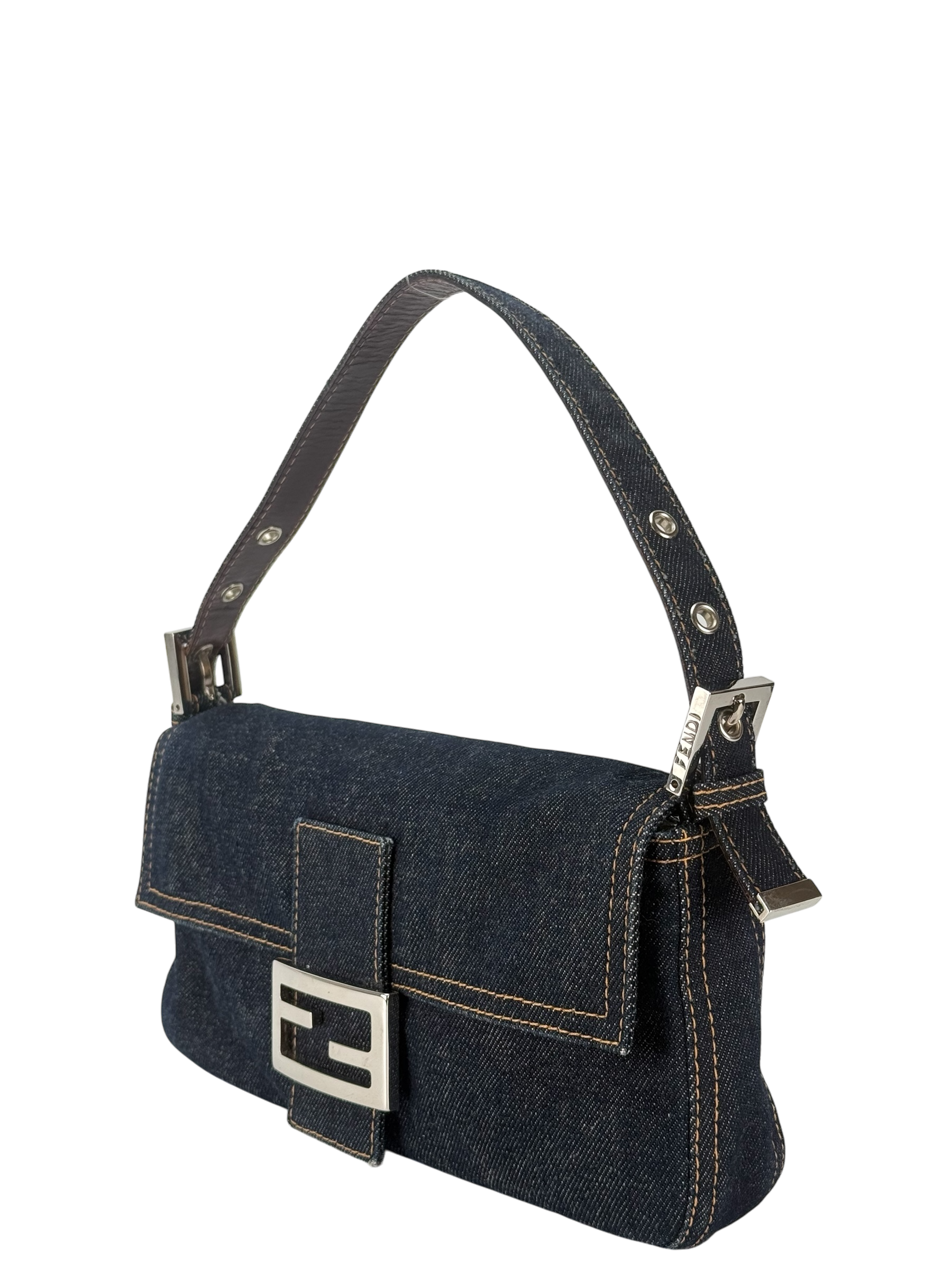 FENDI - Dark Denim Baguette Bag Silver Hardware