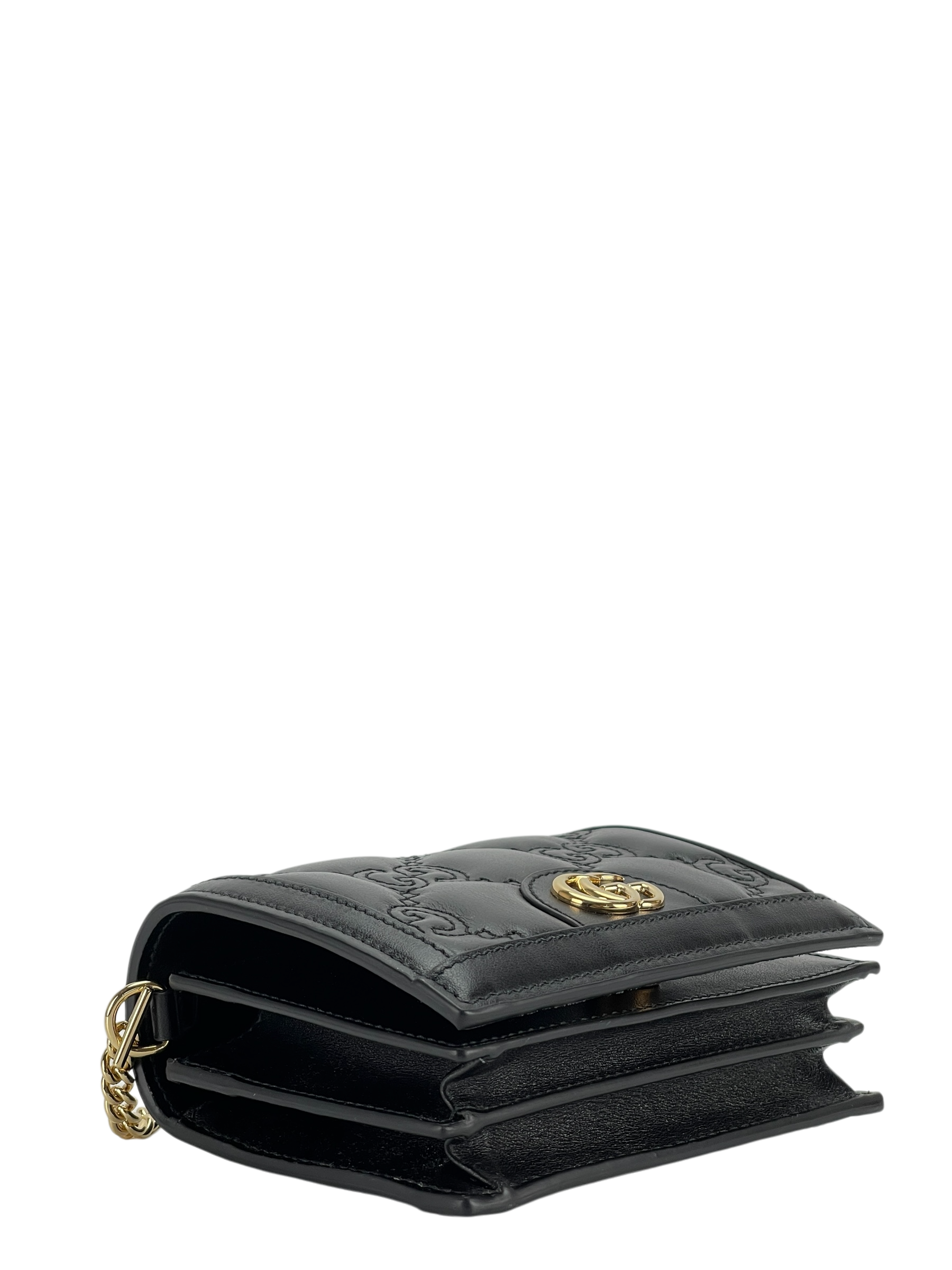 GUCCI - Enamel GG Matelasse Mini Chain Bag Black Nylon Calfskin