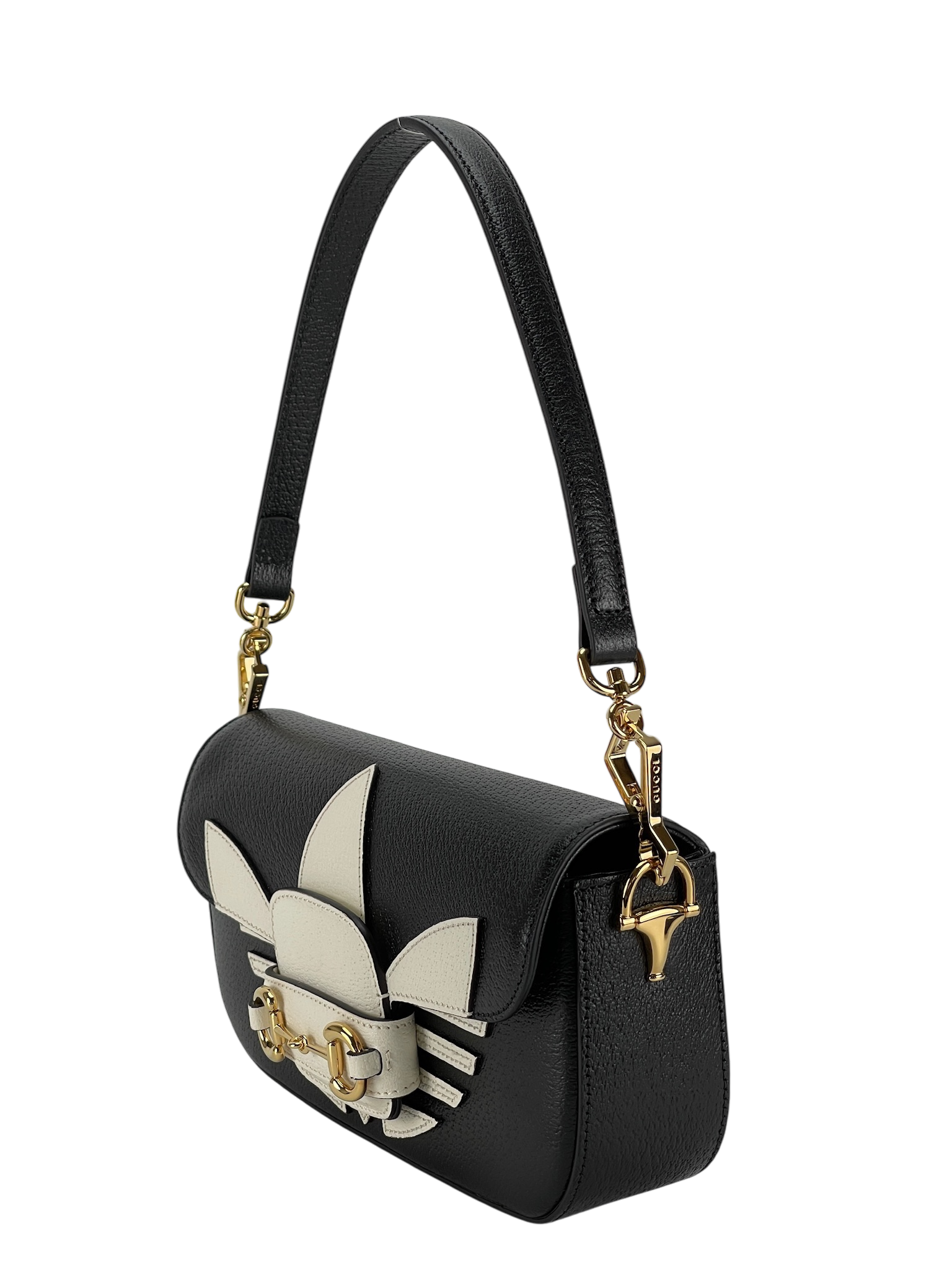 GUCCI - Gucci x Adidas Horsebit 1955 Shoulder Bag Black White Calfskin