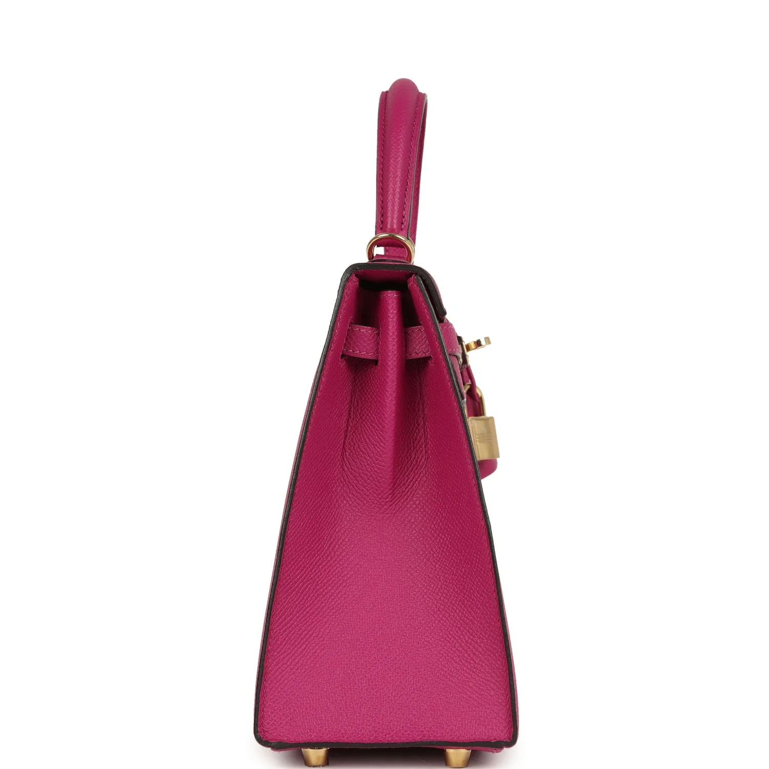 Pre-owned Hermes Special Order (HSS) Kelly Sellier 25 Rose Pourpre Verso Epsom Permabrass Hardware