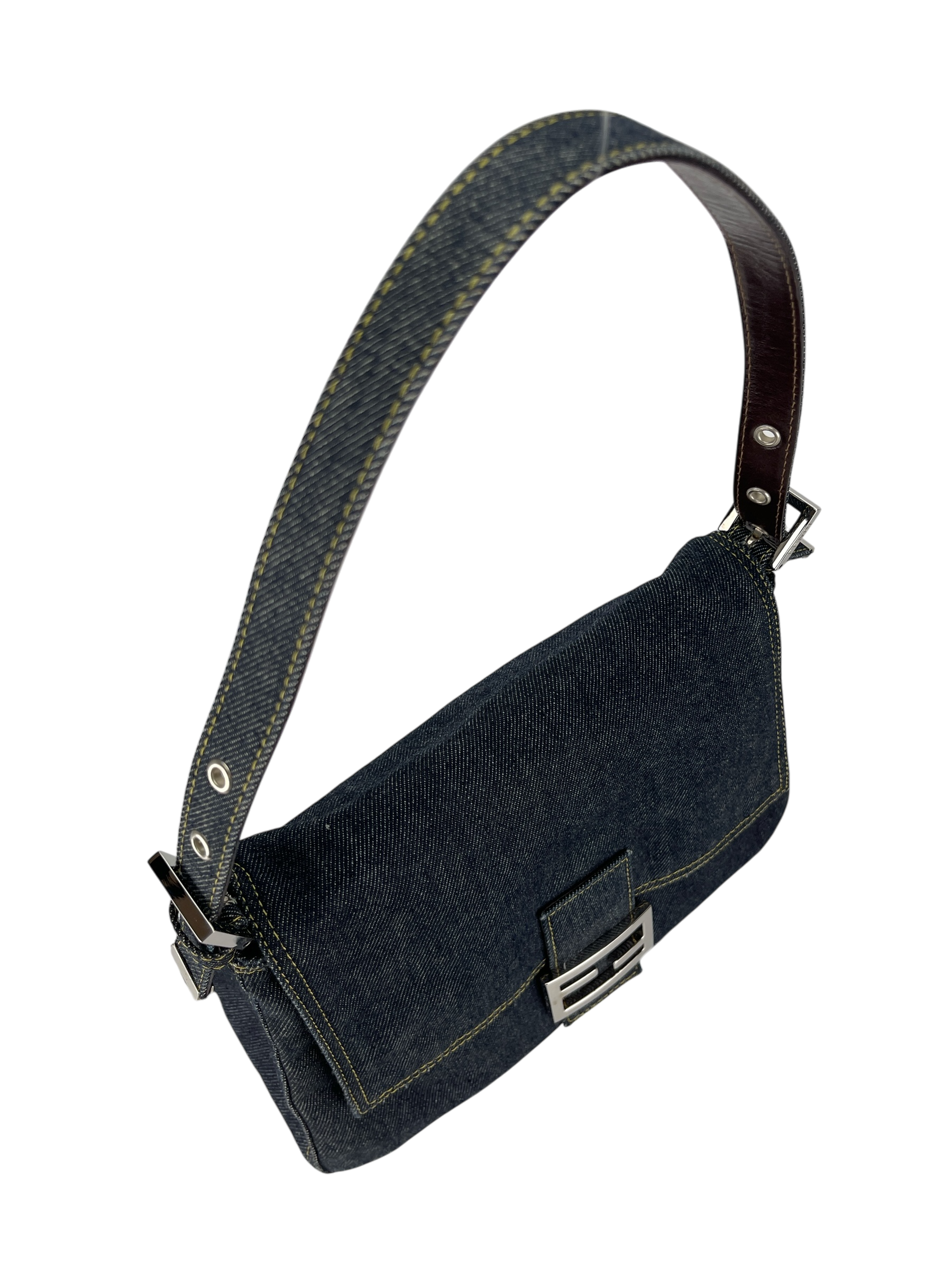 FENDI - Dark Denim Baguette Bag Silver Hardware