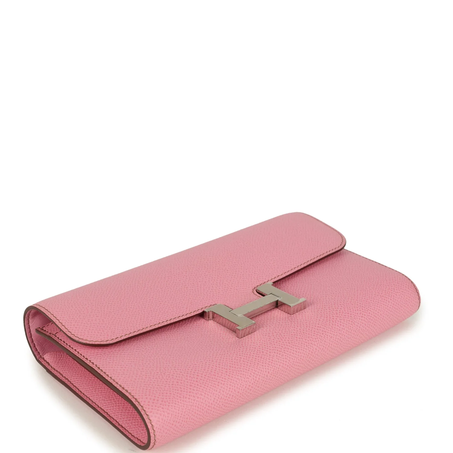 Pre-owned Hermes Constance Wallet To Go Bubblegum Epsom Palladium Hardware