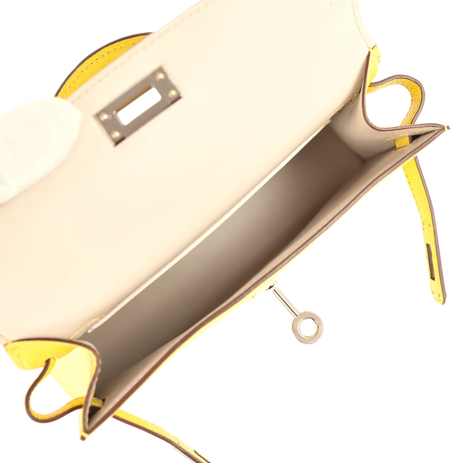 Pre-owned Hermes Kelly Sellier 20 Jaune de Naples Verso Chèvre Mysore Palladium Hardware