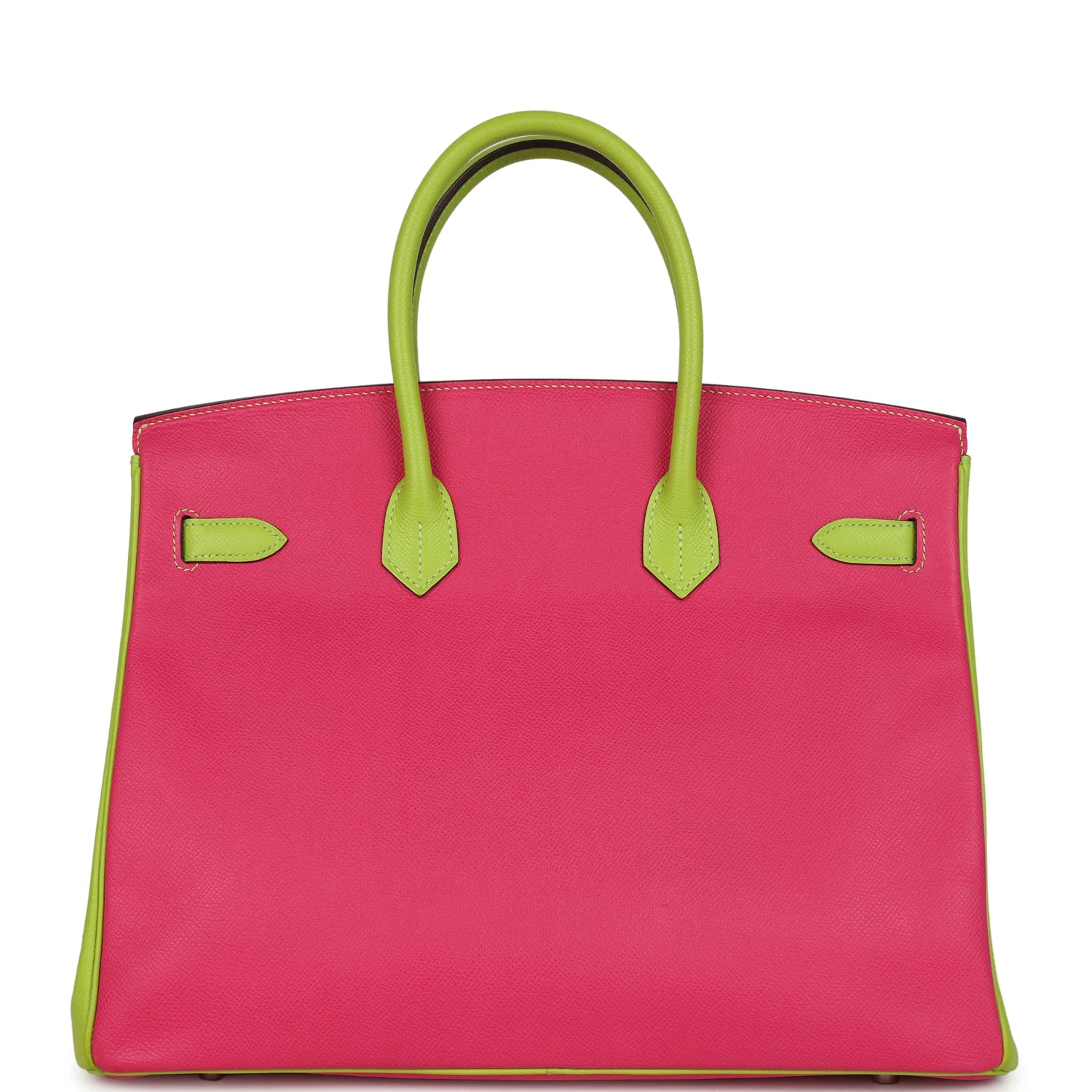 Pre-owned Hermes Special Order (HSS) Birkin 35 Rose Tyrien and Kiwi Epsom Palladium Hardware
