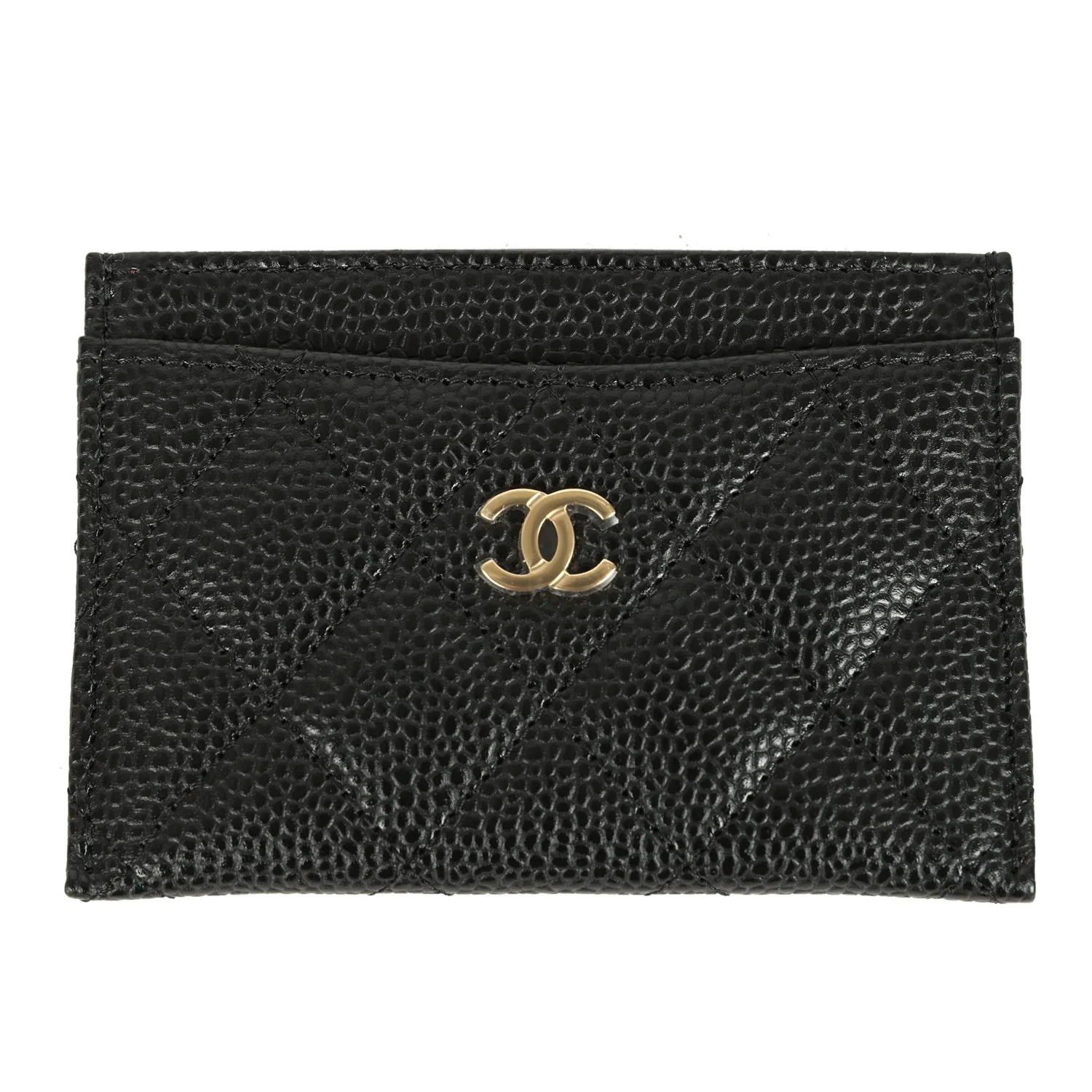 Chanel Classic Card Holder Wallet Black Caviar Gold Hardware