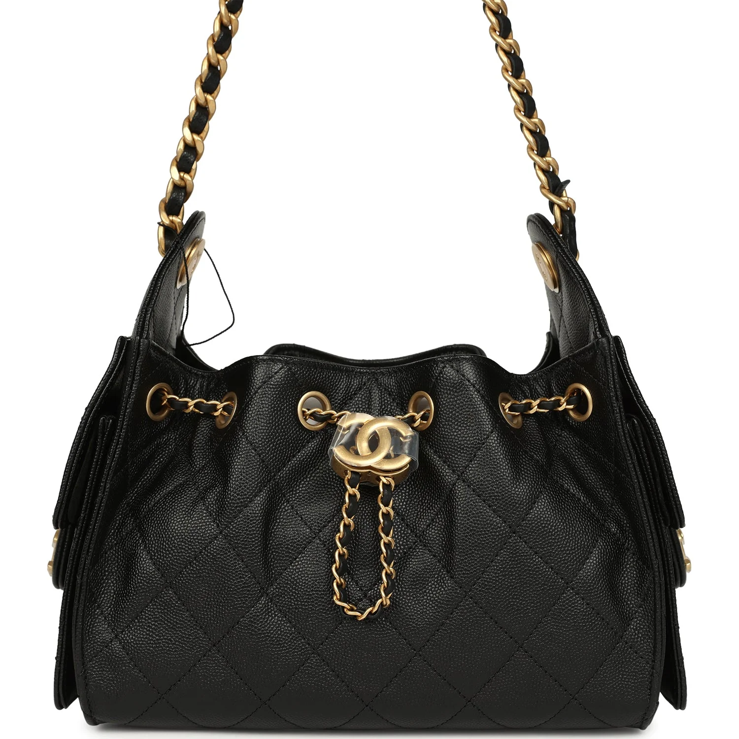 Chanel Mini 25 Hobo Bag Black Caviar Antique Gold Hardware