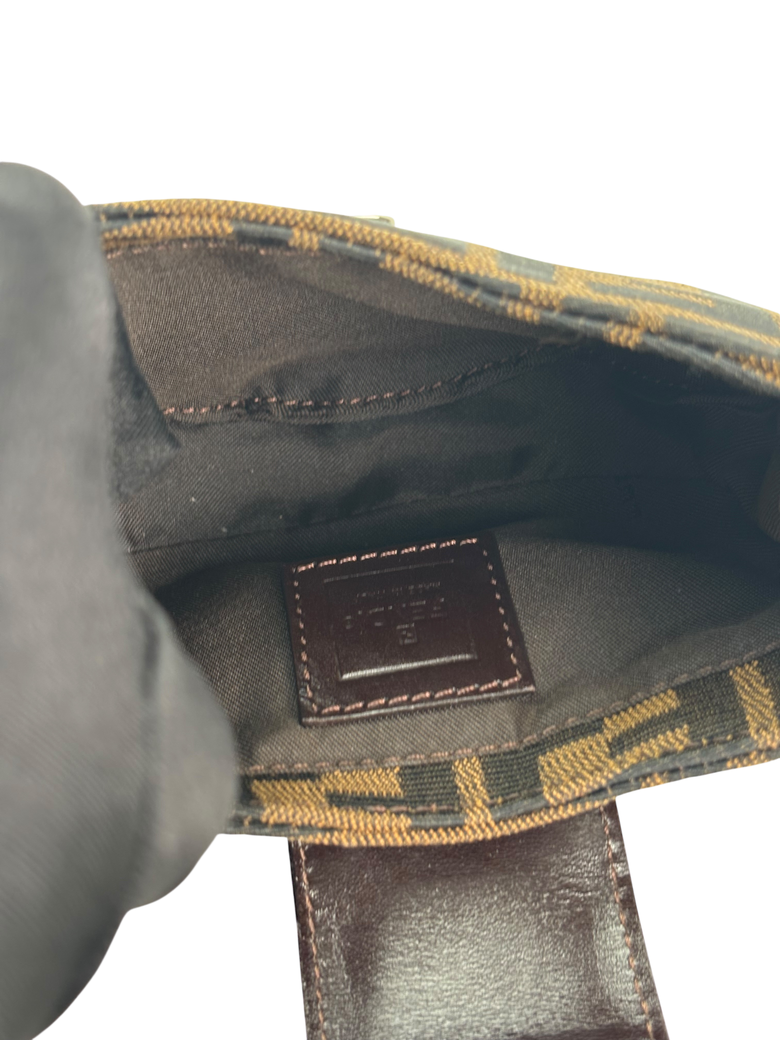 FENDI - Zucca Canvas Mini Croissant Handbag Black Brown