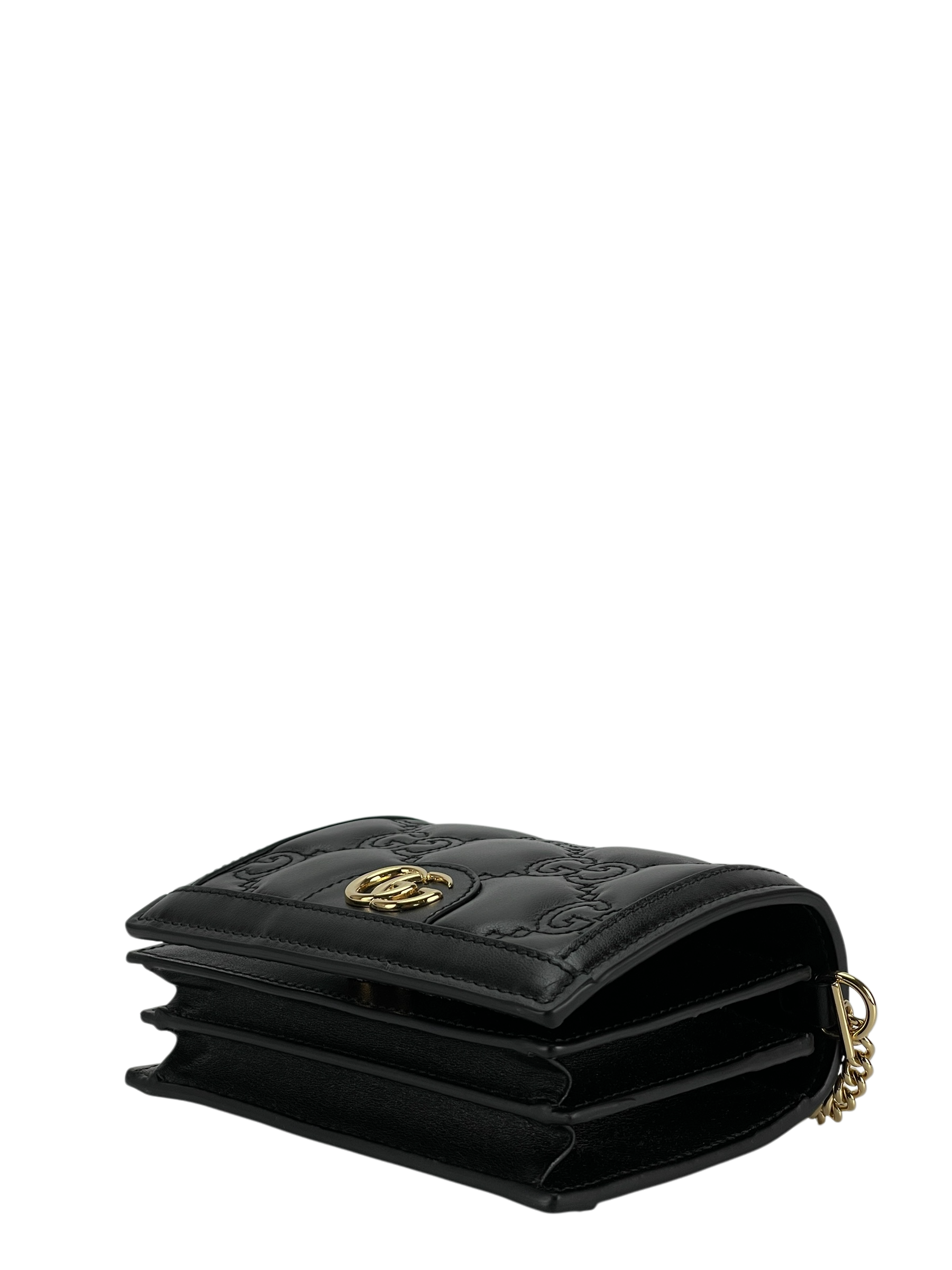 GUCCI - Enamel GG Matelasse Mini Chain Bag Black Nylon Calfskin