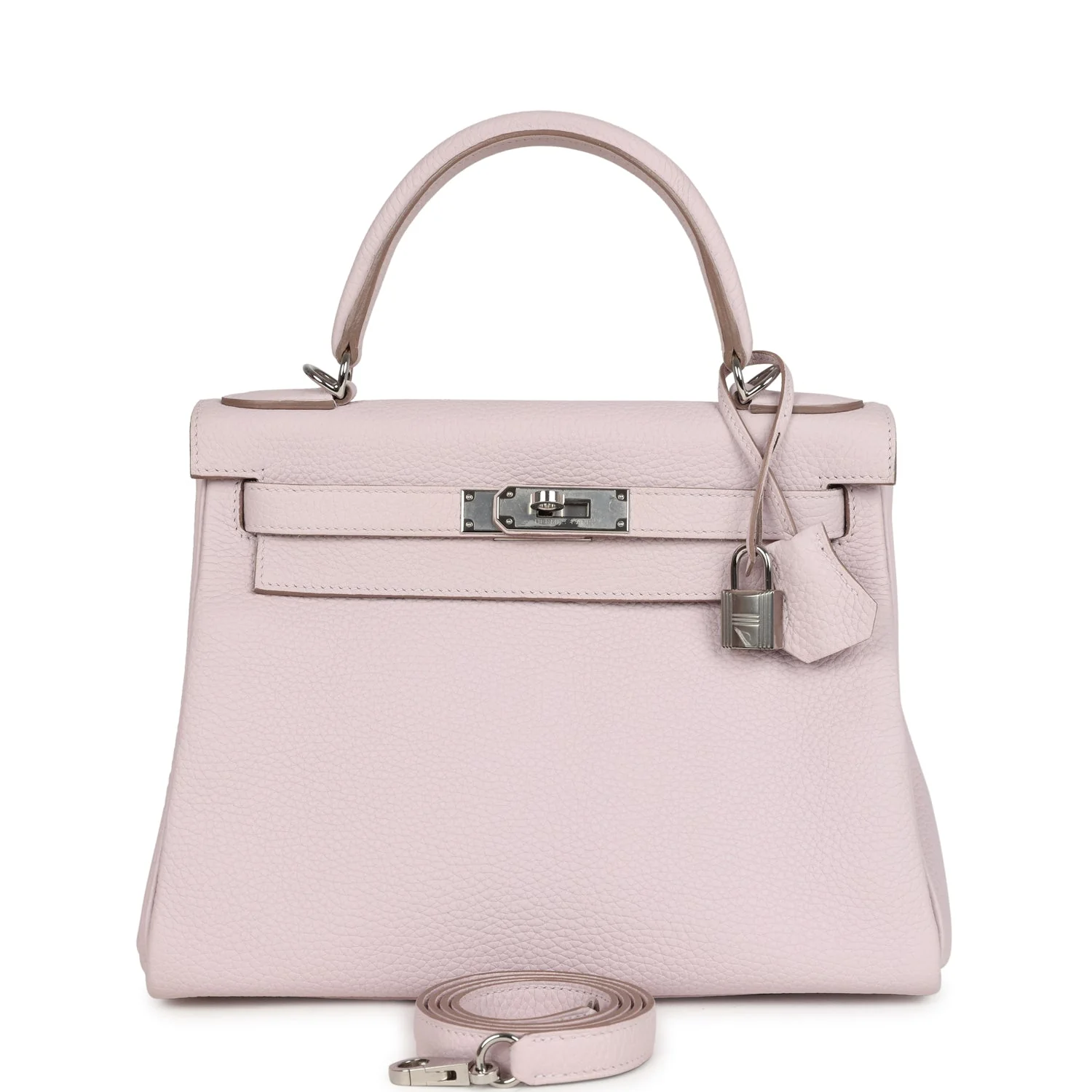 Pre-owned Hermes Kelly Retourne 28 Mauve Pale Clemence Palladium Hardware