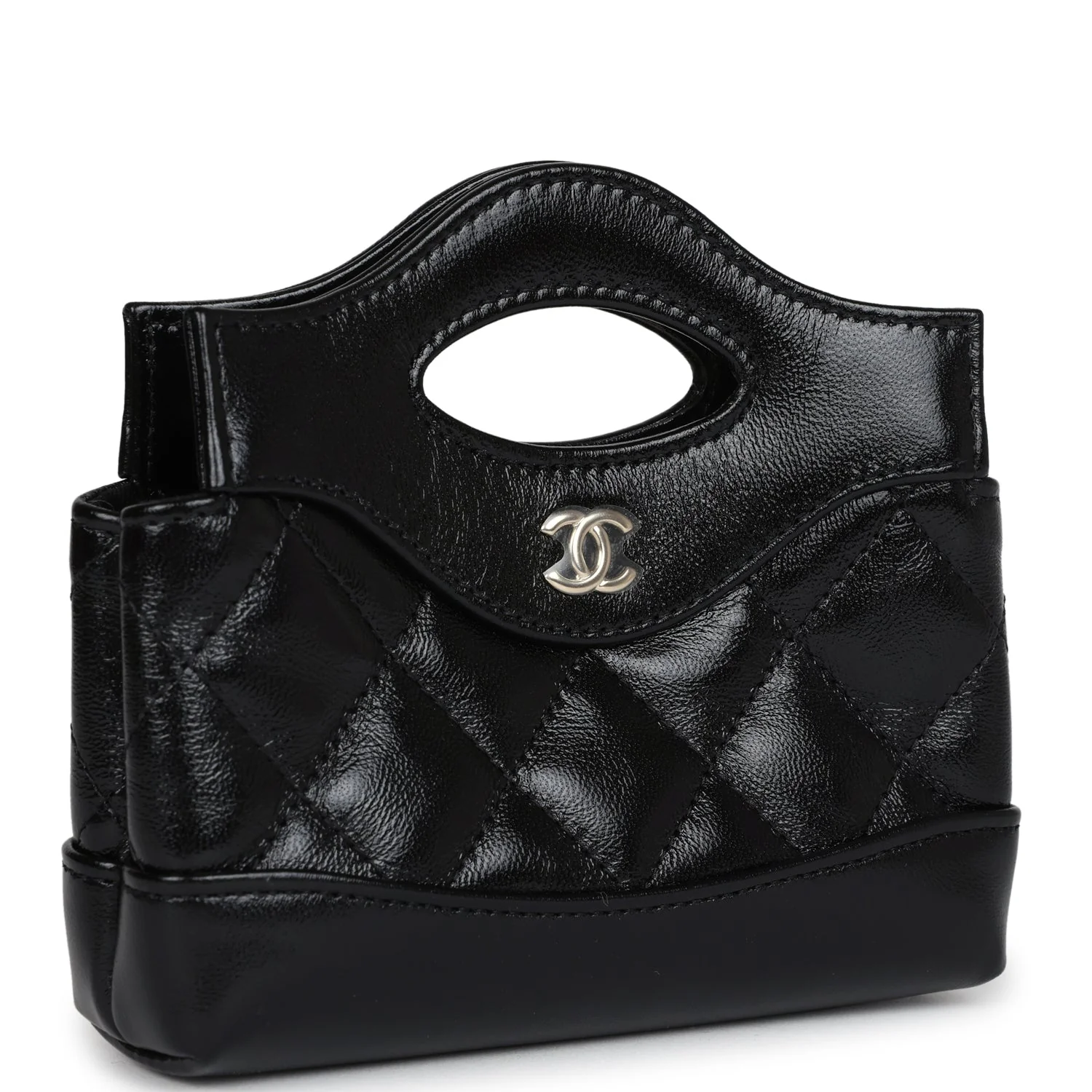 Chanel Micro 31 Shopper Black Shiny Lambskin Light Gold Hardware