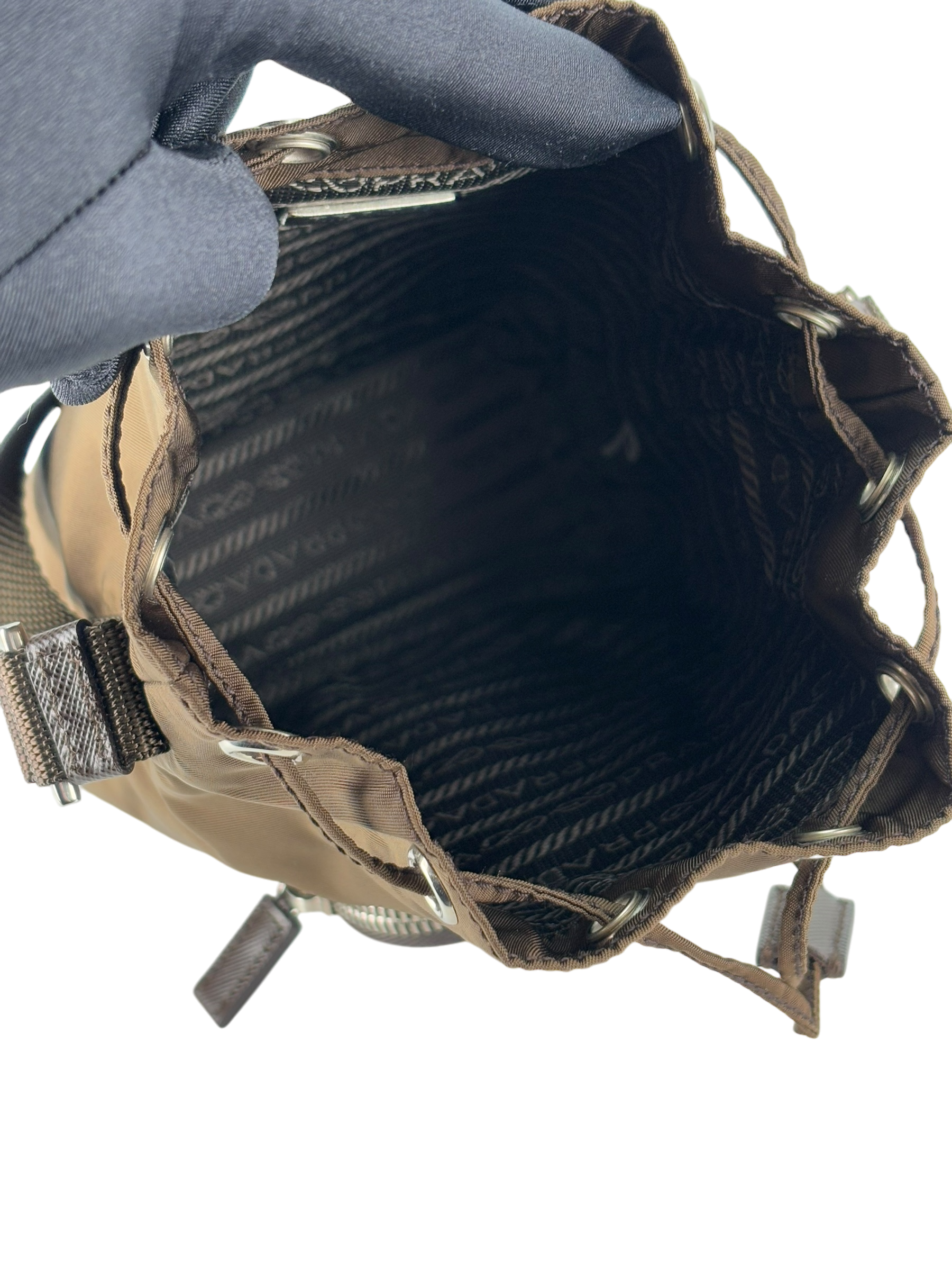 PRADA - Brown Re-Nylon Bucket 2way Bag