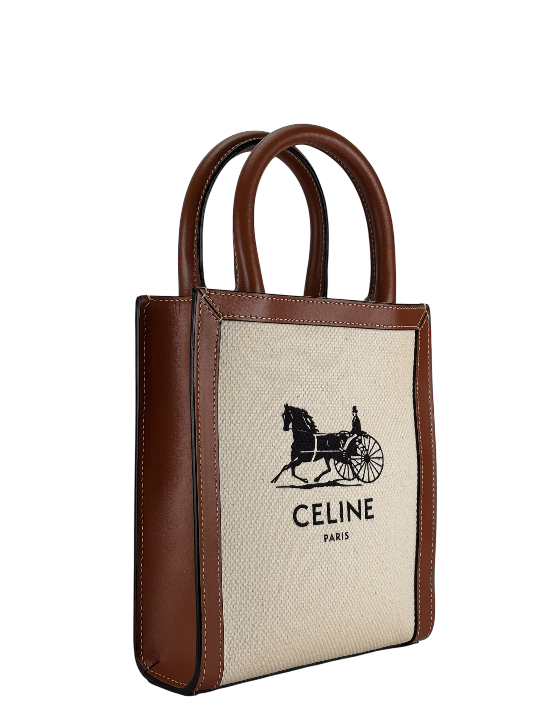 CELINE - Mini Natural Brown Sulky Print Canvas Shoulder Bag