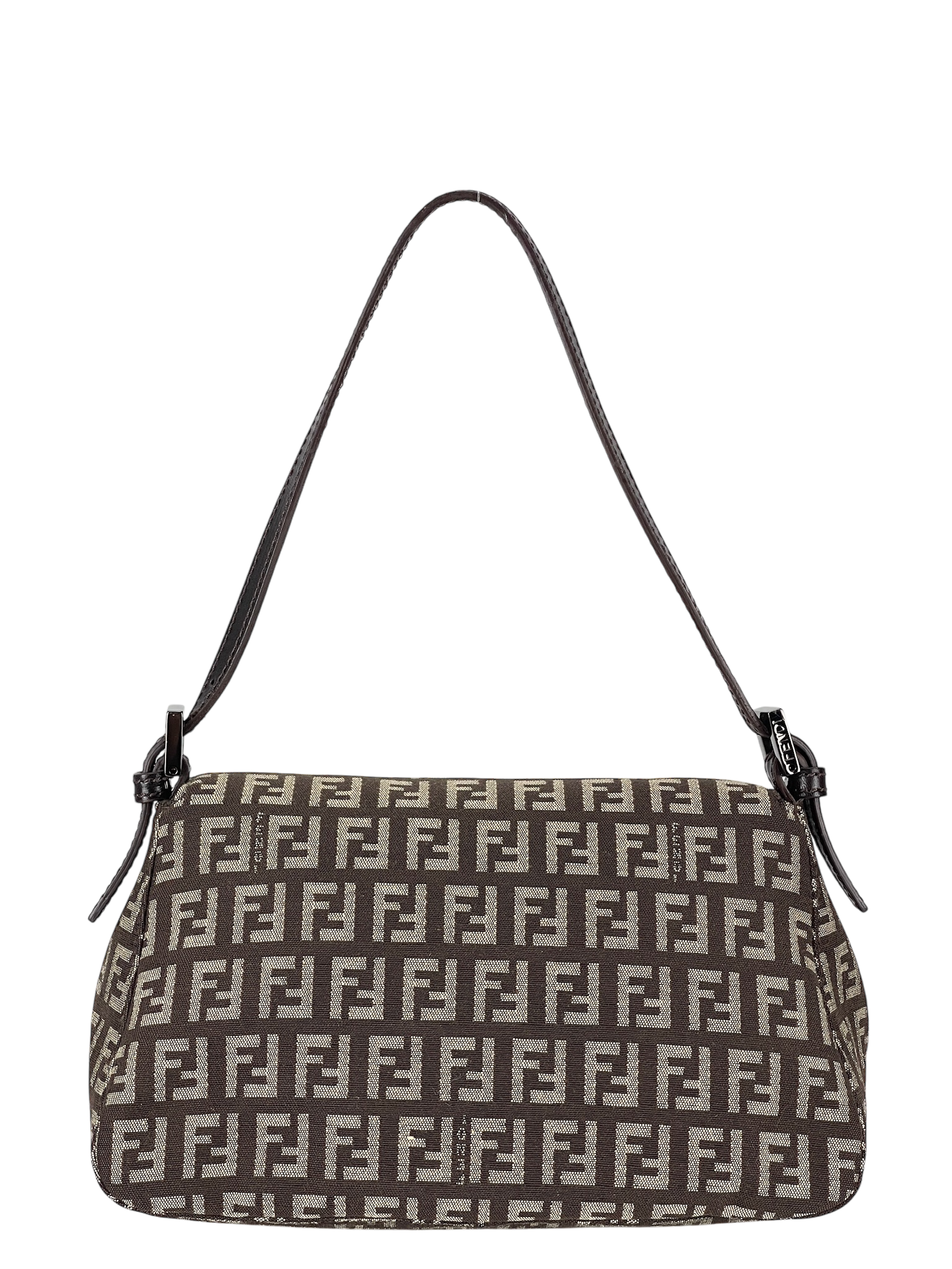 FENDI - Beige Zucca Baguette Handbag Sliver Hardware