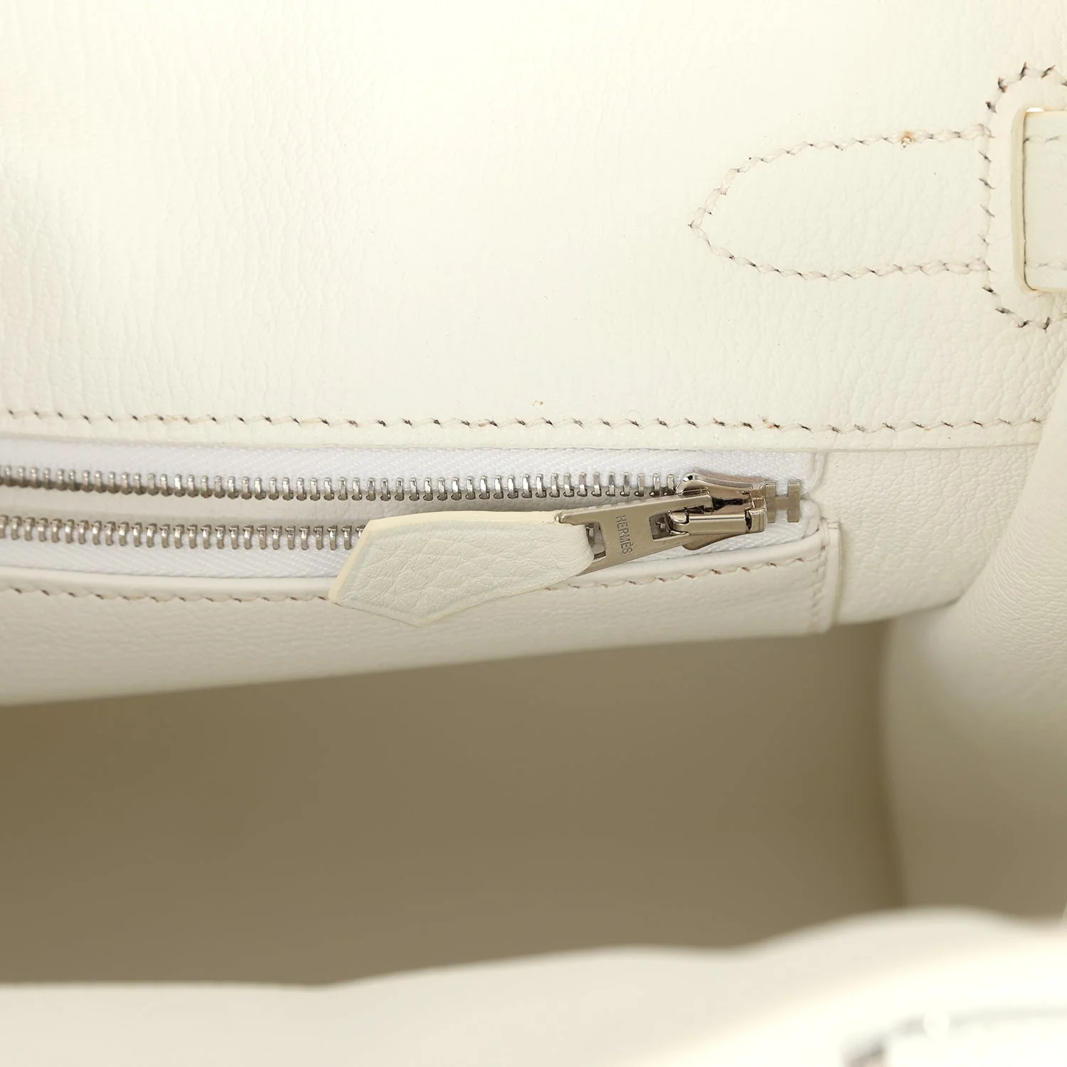 Pre-owned Hermes Birkin 30 White Clemence Palladium Hardware