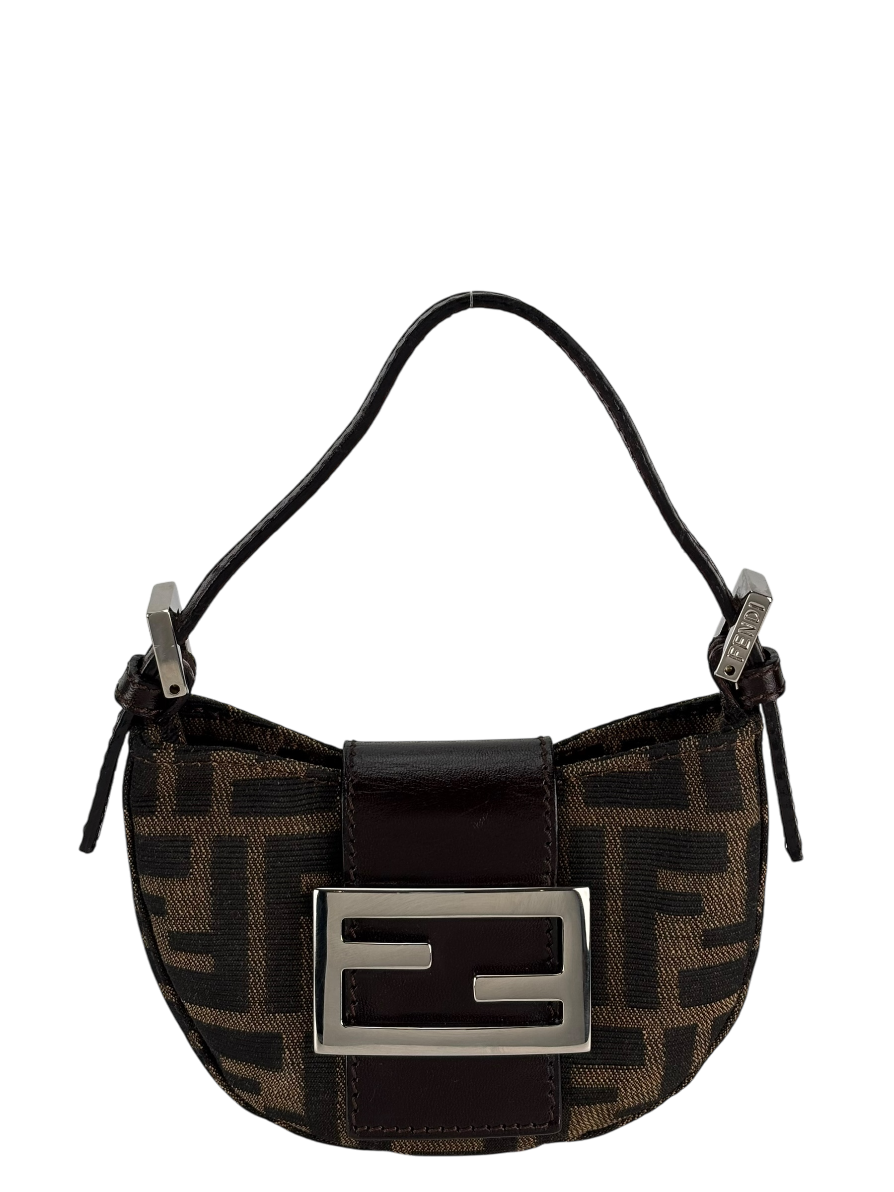 FENDI - Zucca Canvas Mini Croissant Handbag Black Brown