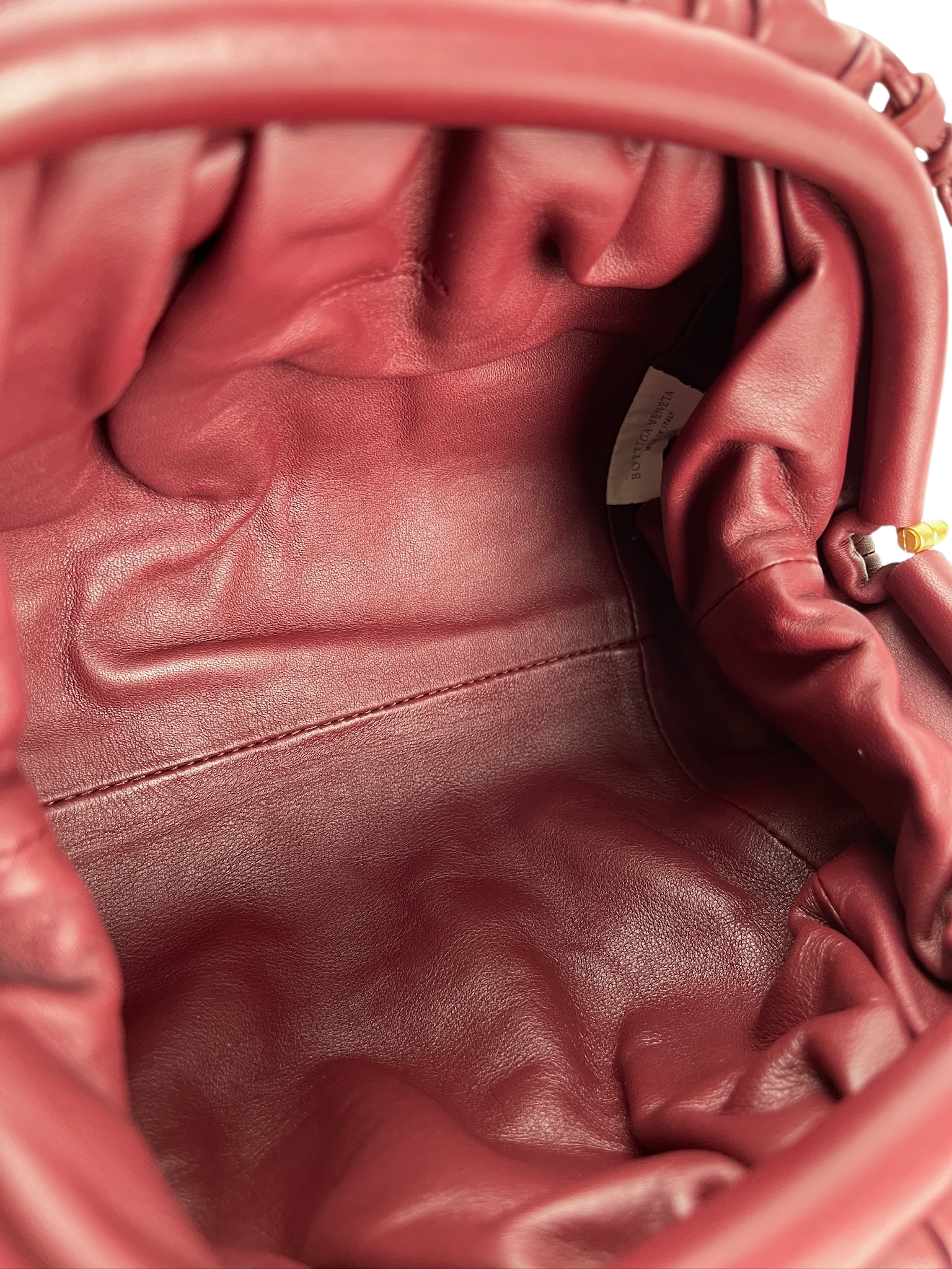 BOTTEGA VENETA - The Mini Pouch Bordeaux Claret Butter Calfskin