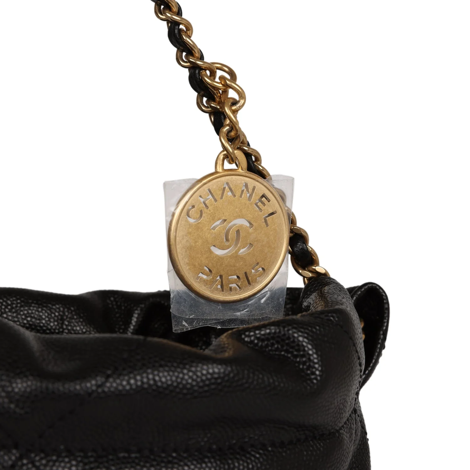 Chanel Mini 22 Bag Black Grained Calfskin Gold Hardware