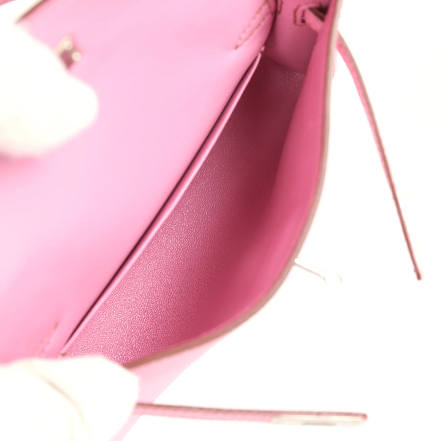 Pre-owned Hermes Micro Kelly 15 Bubblegum Epsom Palladium Hardware