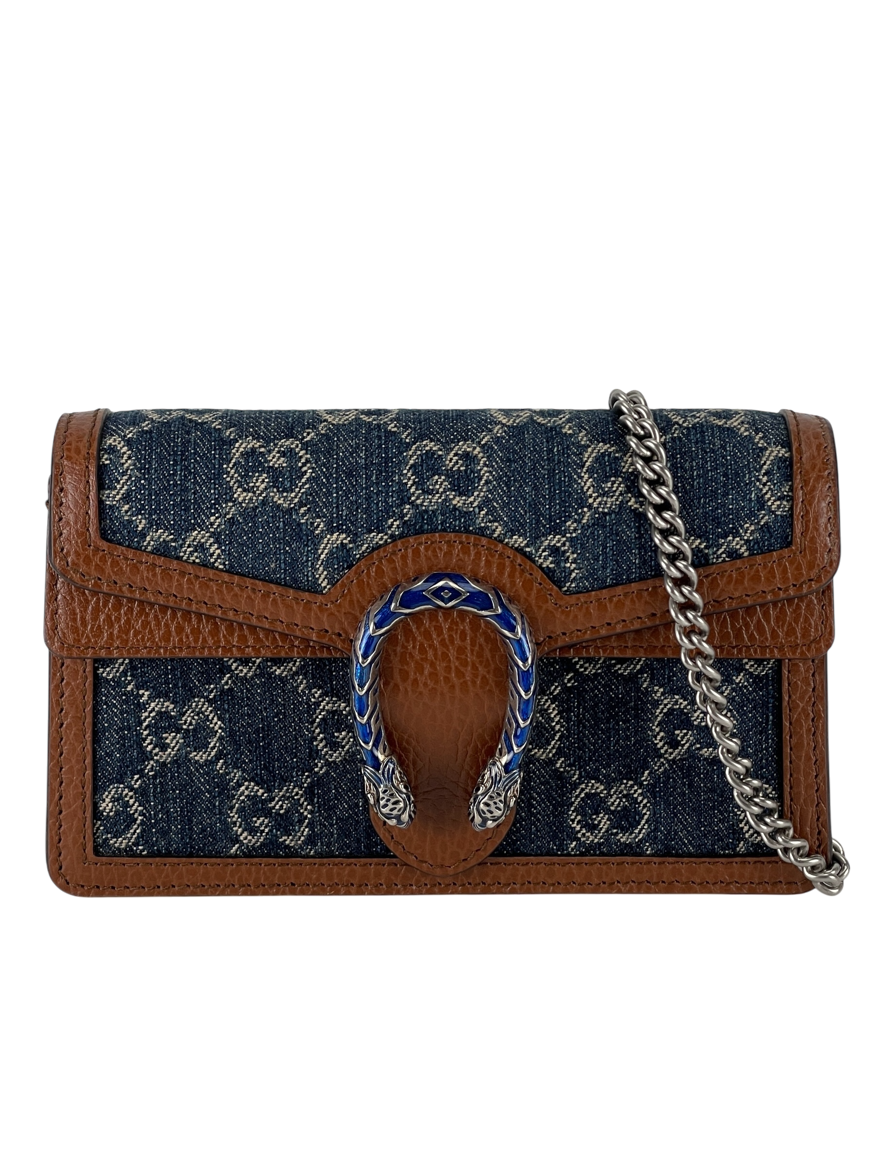 GUCCI - Denim GG Dollar Enamel Super Mini Dionysus Shoulder Bag