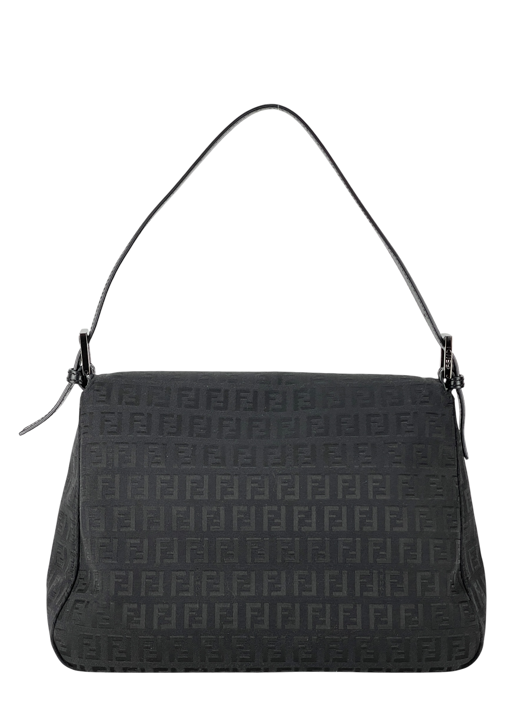 FENDI - Black Canvas Zucca Mamma Bucket Shoulder Bag Black hardware