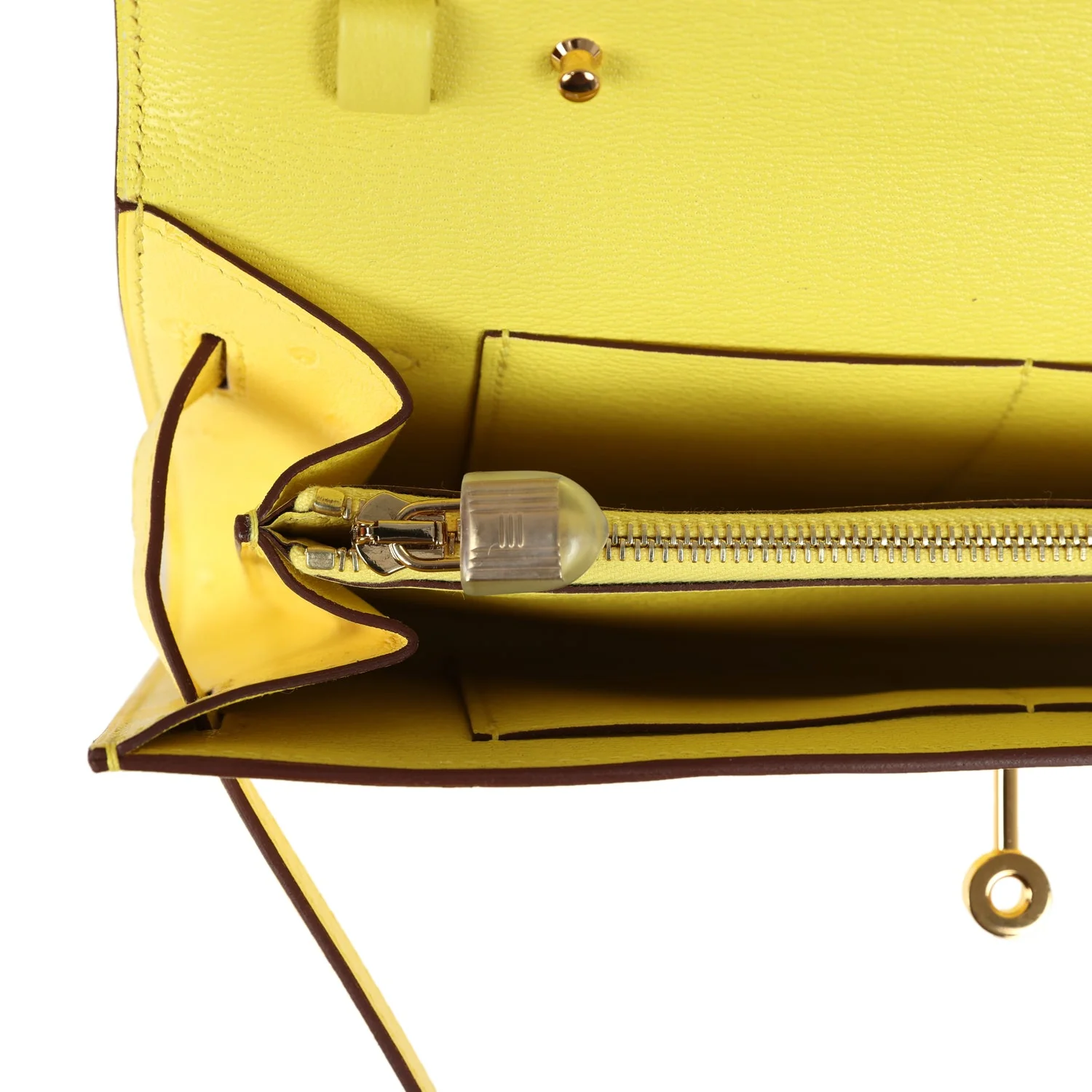Hermes Kelly To Go Wallet Jaune Citron Ostrich Rose Gold Hardware