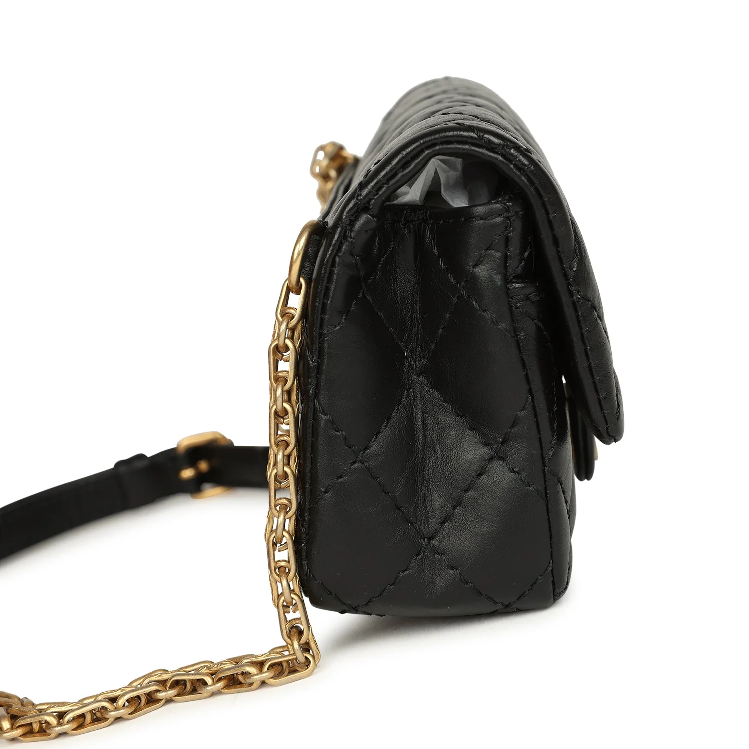 Chanel Mini Reissue Belt Bag Black Crumpled Aged Calfskin Antique Gold Hardware