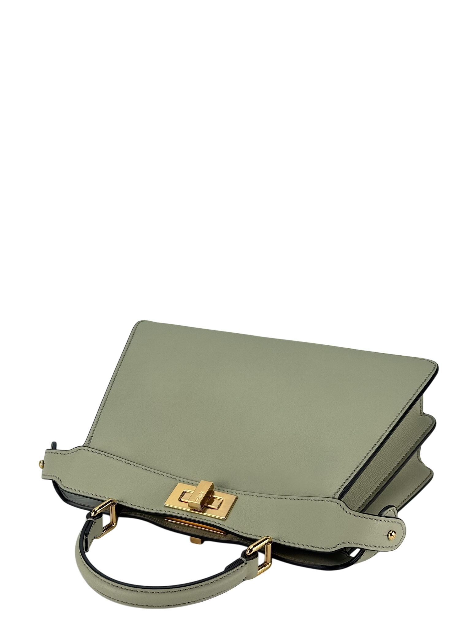 FENDI - Peekaboo Soft Small Green Tea Calfskin Leather bag Gold Hardware