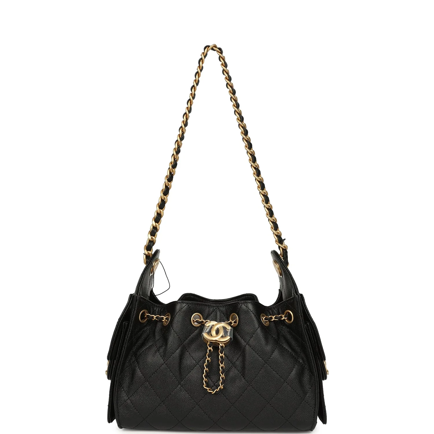 Chanel Mini 25 Hobo Bag Black Caviar Antique Gold Hardware