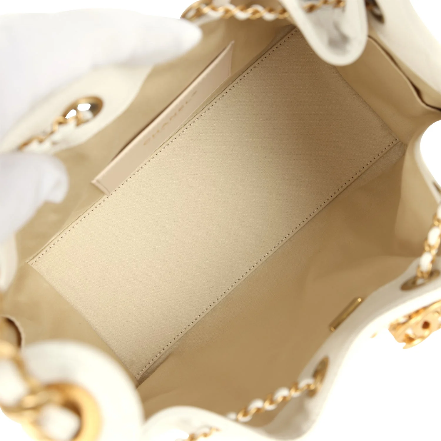 Chanel Small 25 Hobo Bag White Caviar Antique Gold Hardware