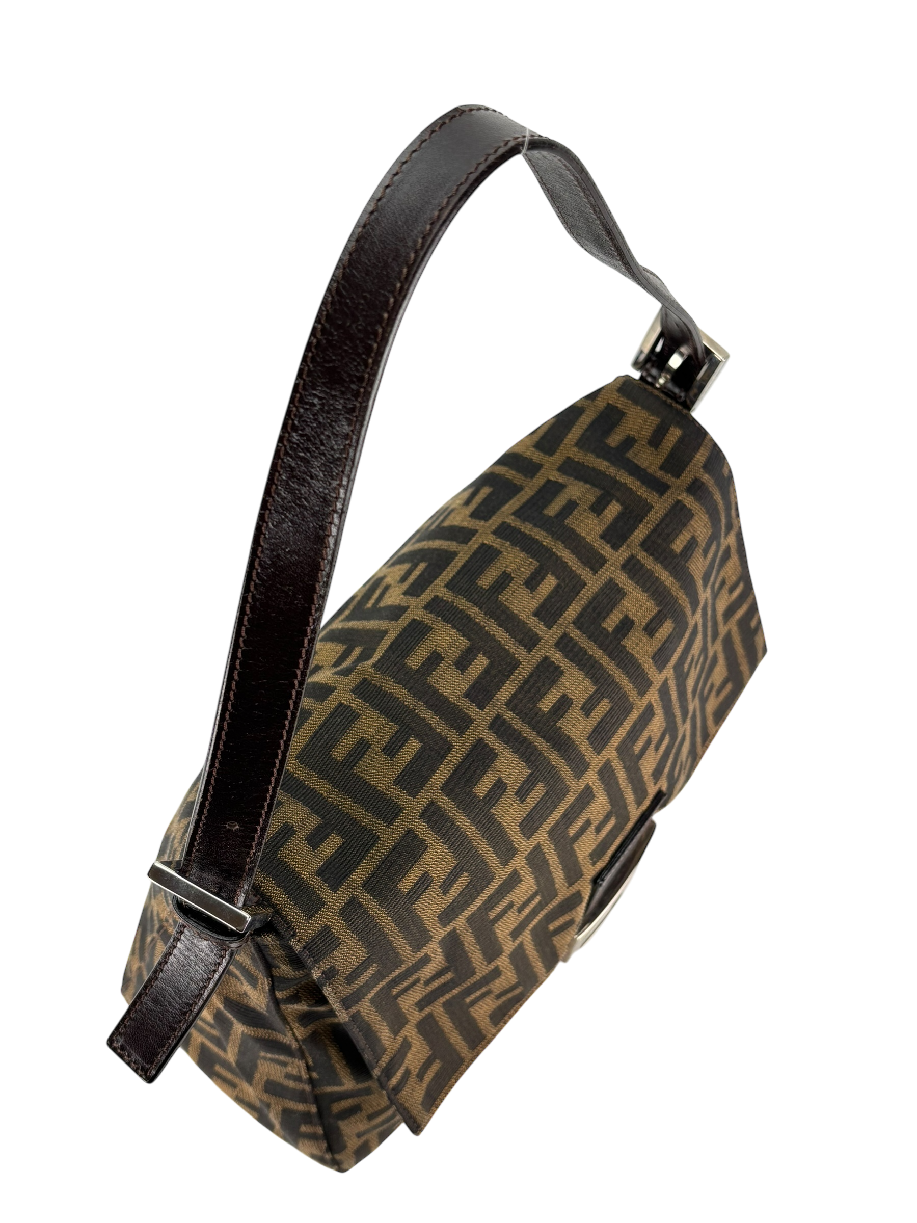 FENDI - Brown Zucca Mamma Baguette Handbag Silver Hardware