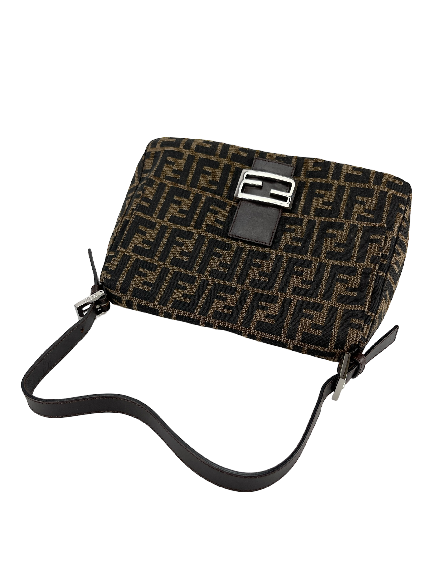 FENDI - Brown Zucca Mamma Baguette Handbag Silver Hardware
