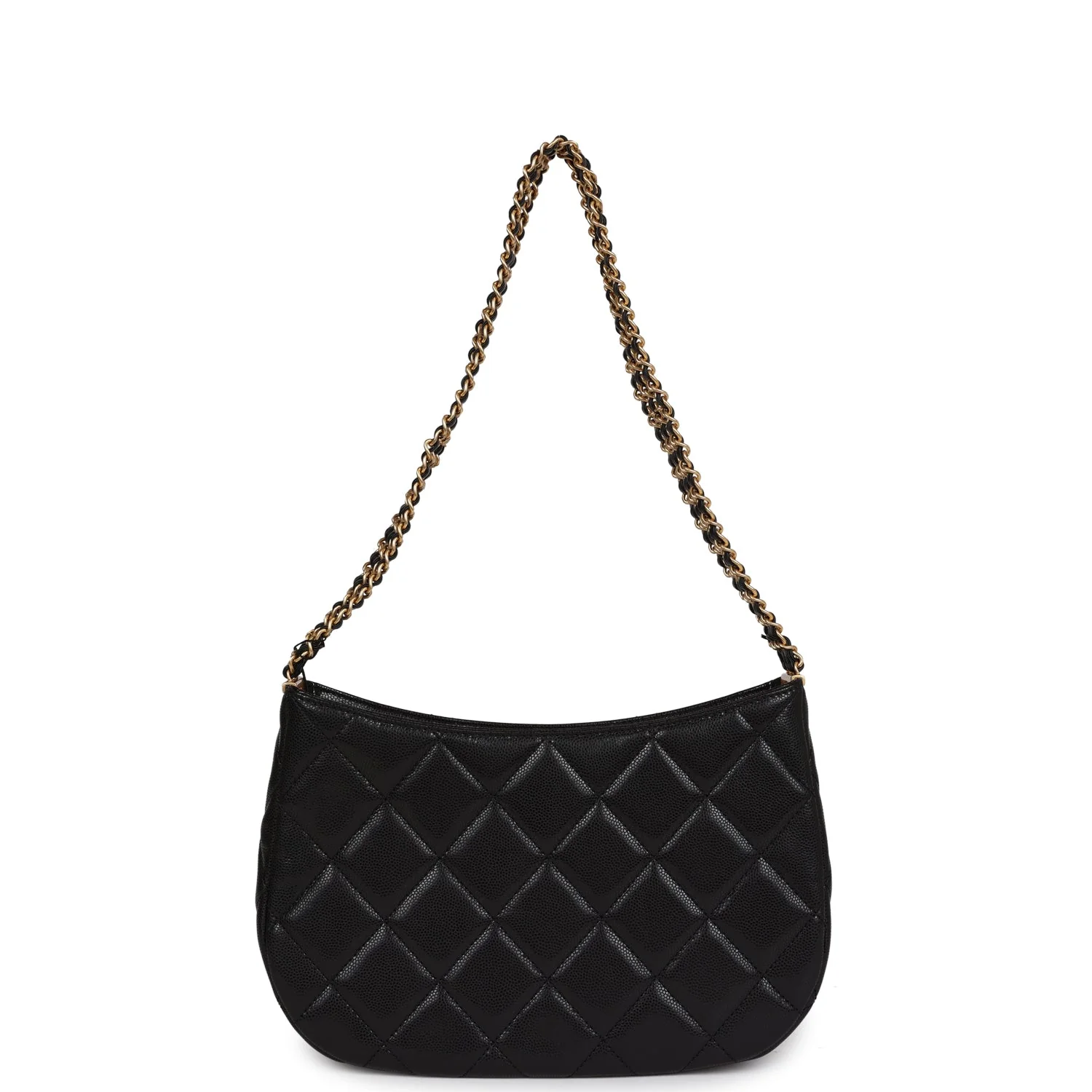 Chanel Hobo Bag Black Shiny Caviar Brushed Gold Hardware