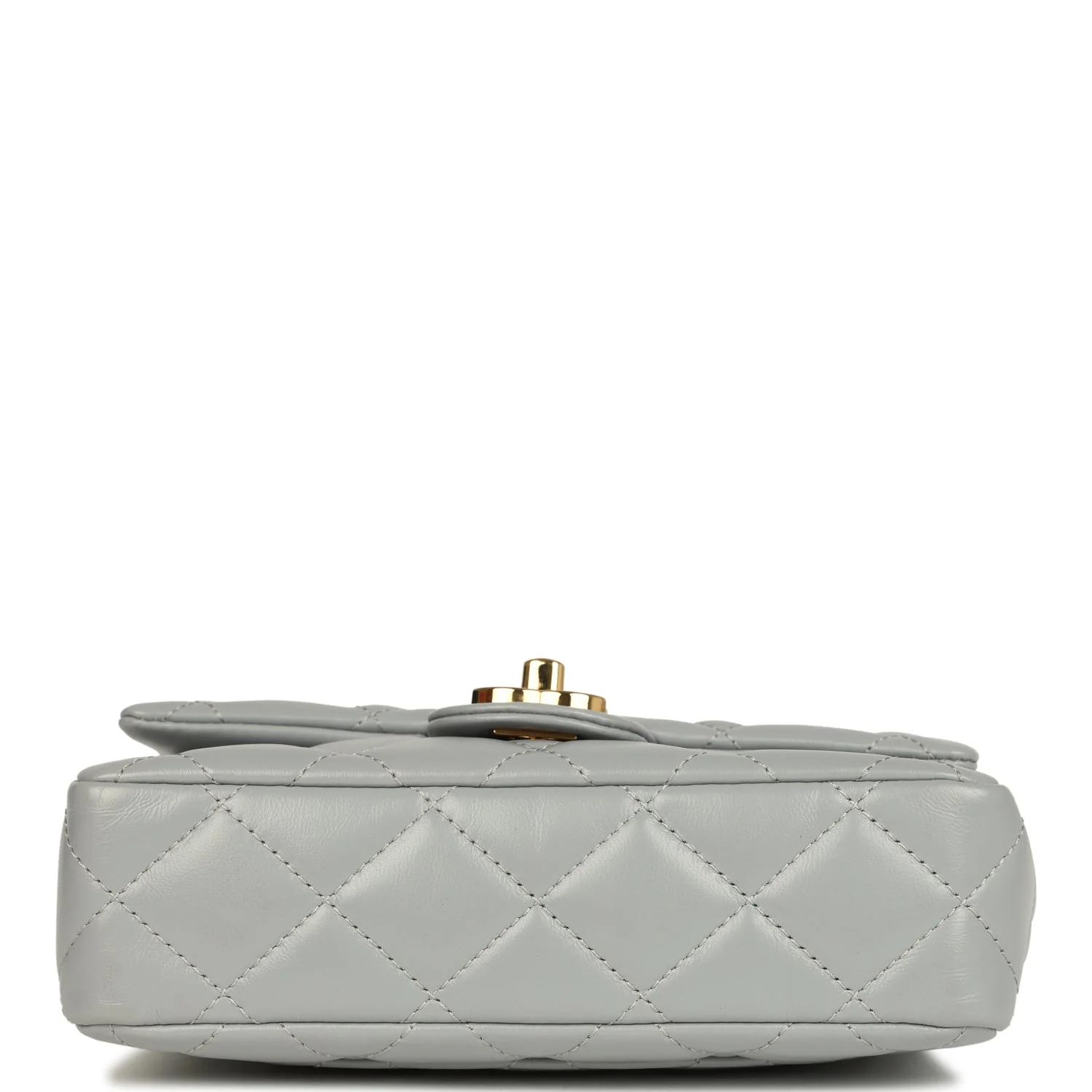 Pre-owned Chanel Mini CC Rectangular Flap Bag with Top Handle Light Grey Lambskin Gold Hardware