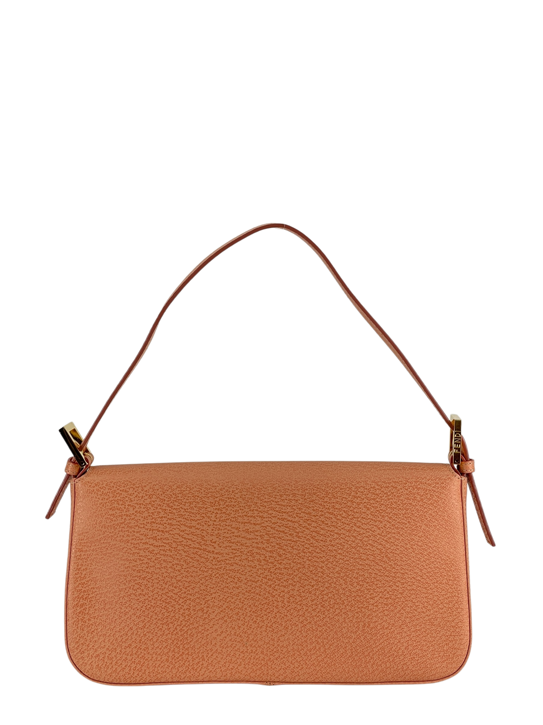 FENDI - Orange Pink Baguette Handbag Silver Hardware