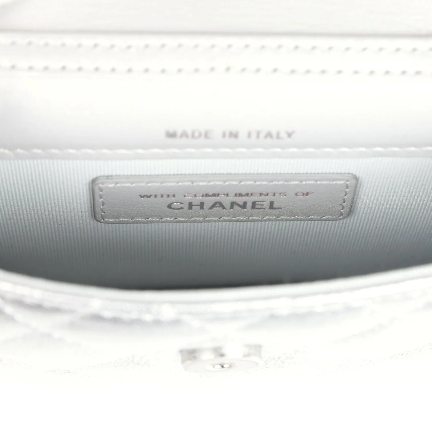 Chanel Crystal CC Walk Of Fame Clutch on Chain Silver Metallic Goatskin Silver Hardware