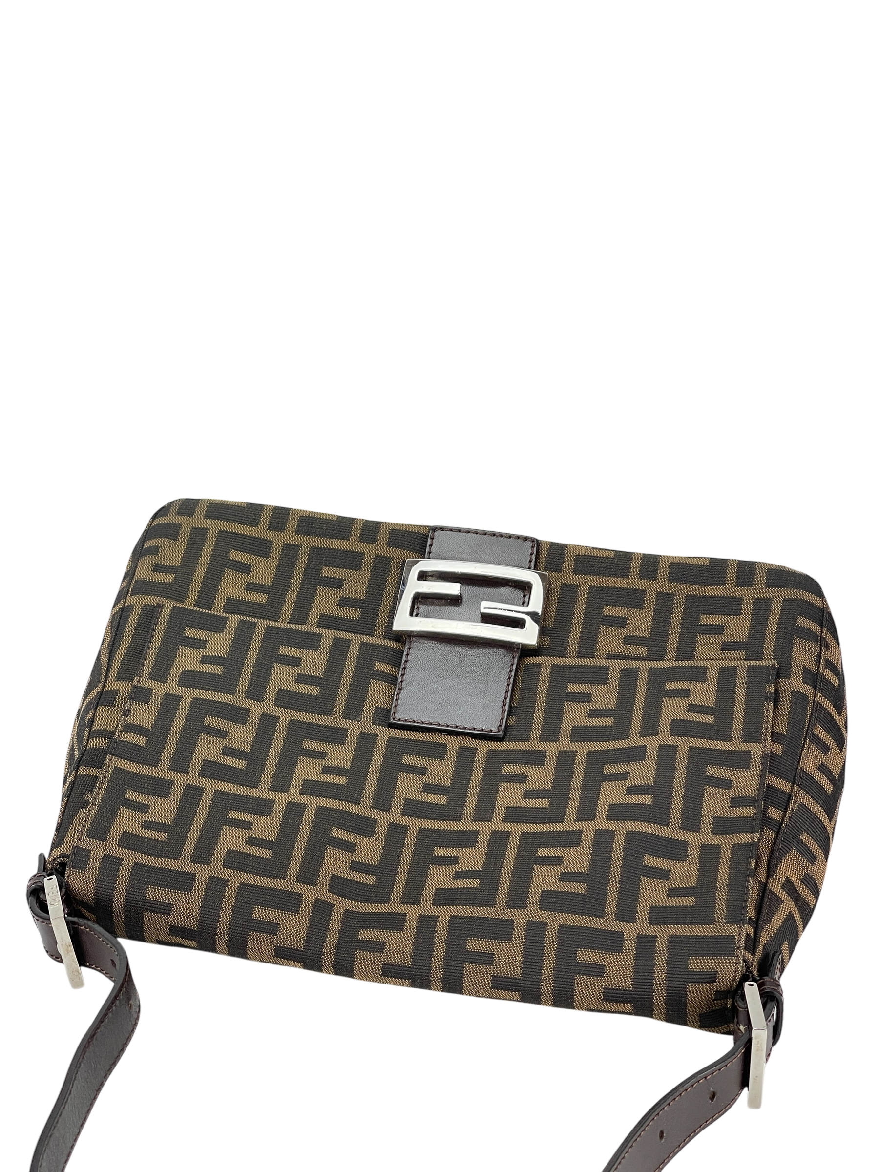 FENDI - Brown Zucca Mamma Baguette Handbag Silver Hardware