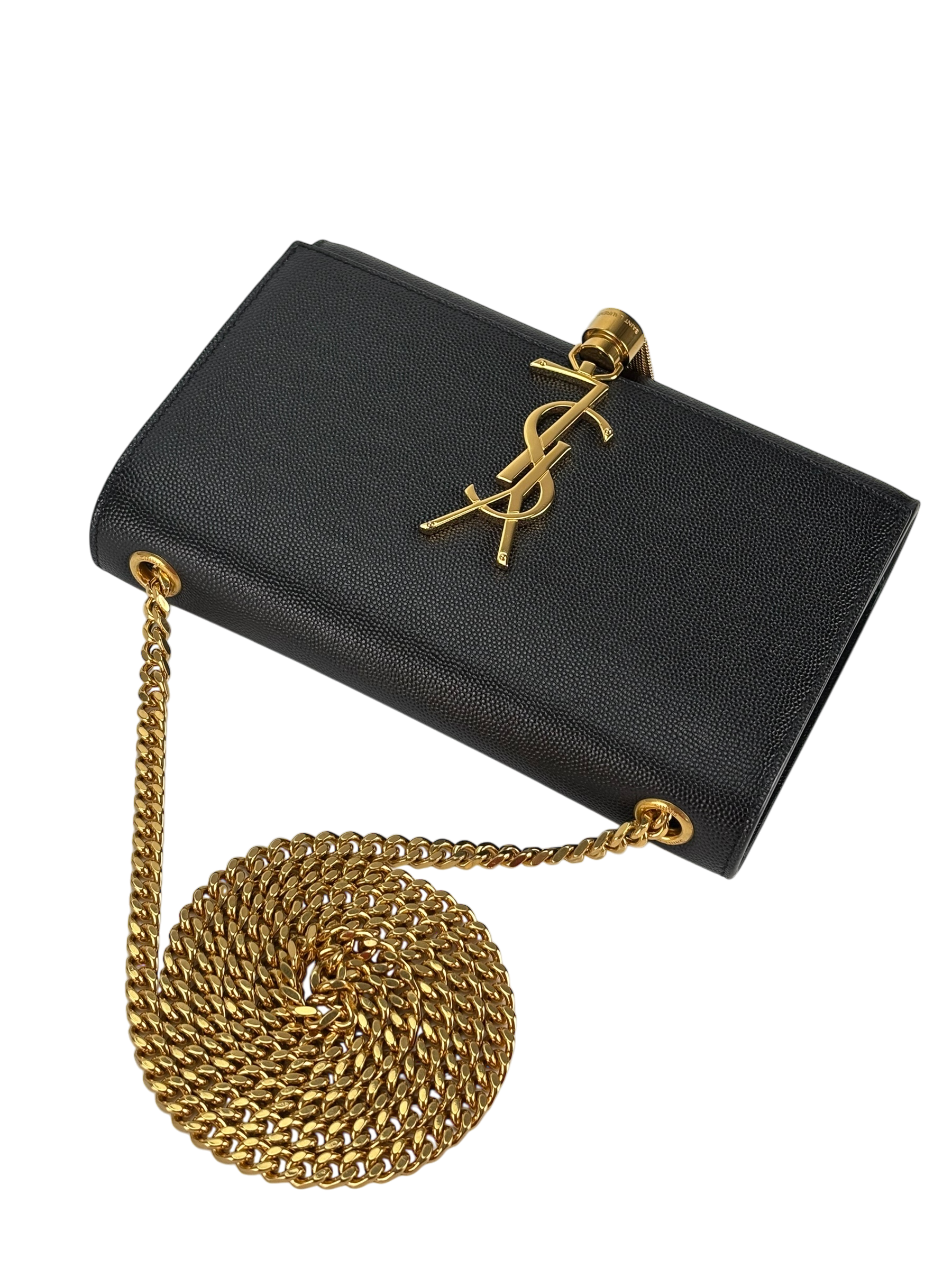 SAINT LAURENT - Black Caviar Classic Kate Tassel Chain Wallet Crossbody Bag