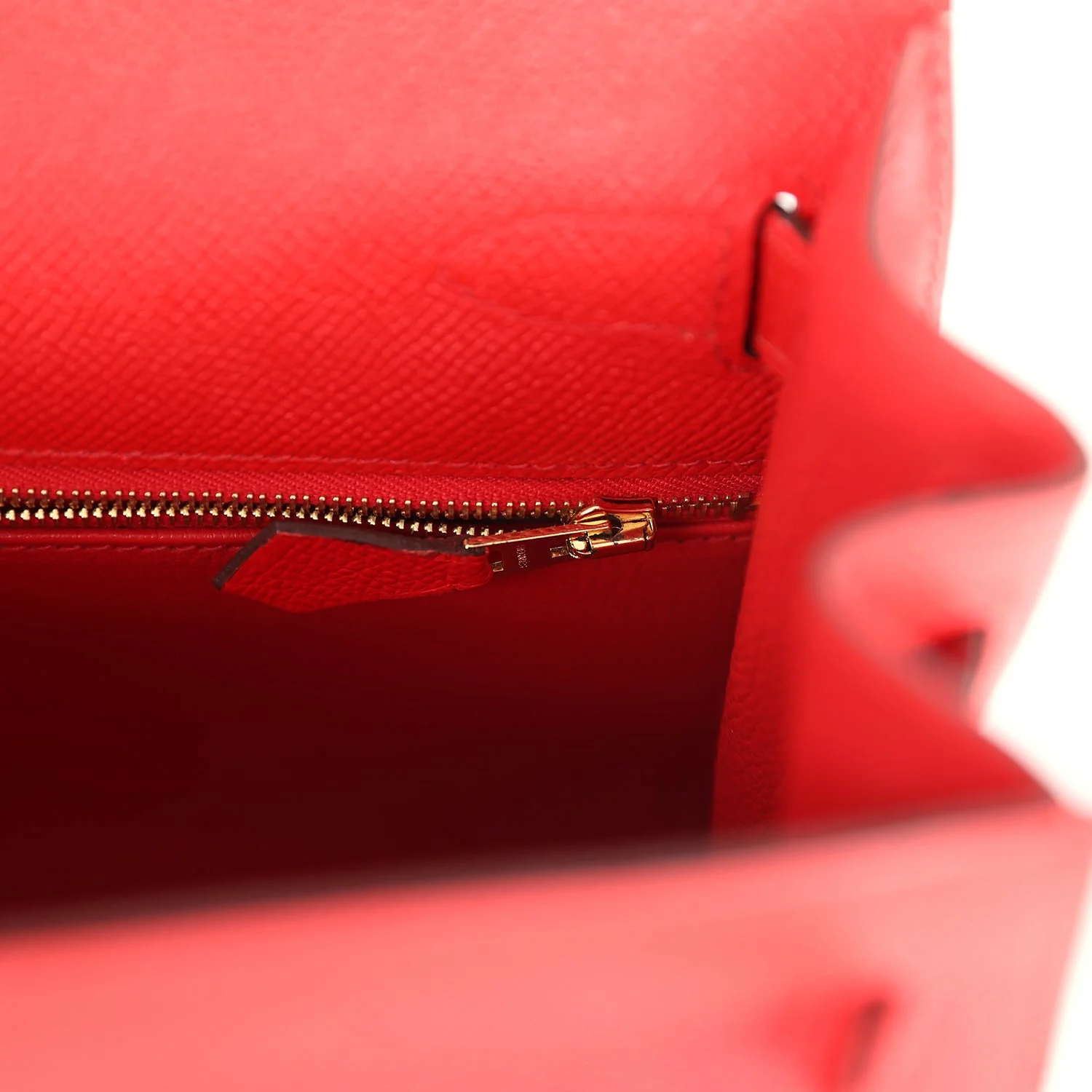 Pre-owned Hermes Kelly Sellier 28 Rouge De Coeur Epsom Gold Hardware